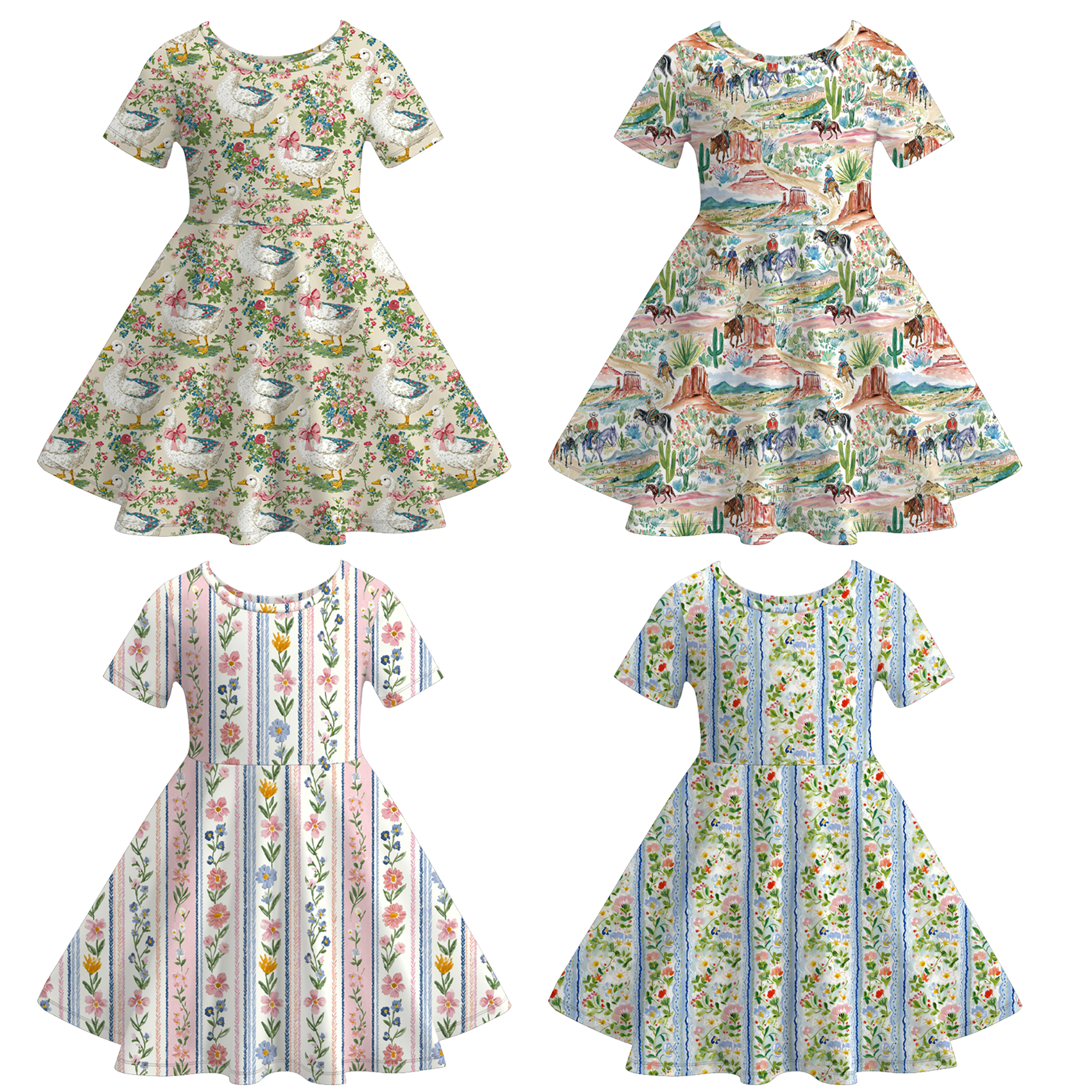 （Pre Order）Girls Spring&Summer Farm,Floral Print Dress