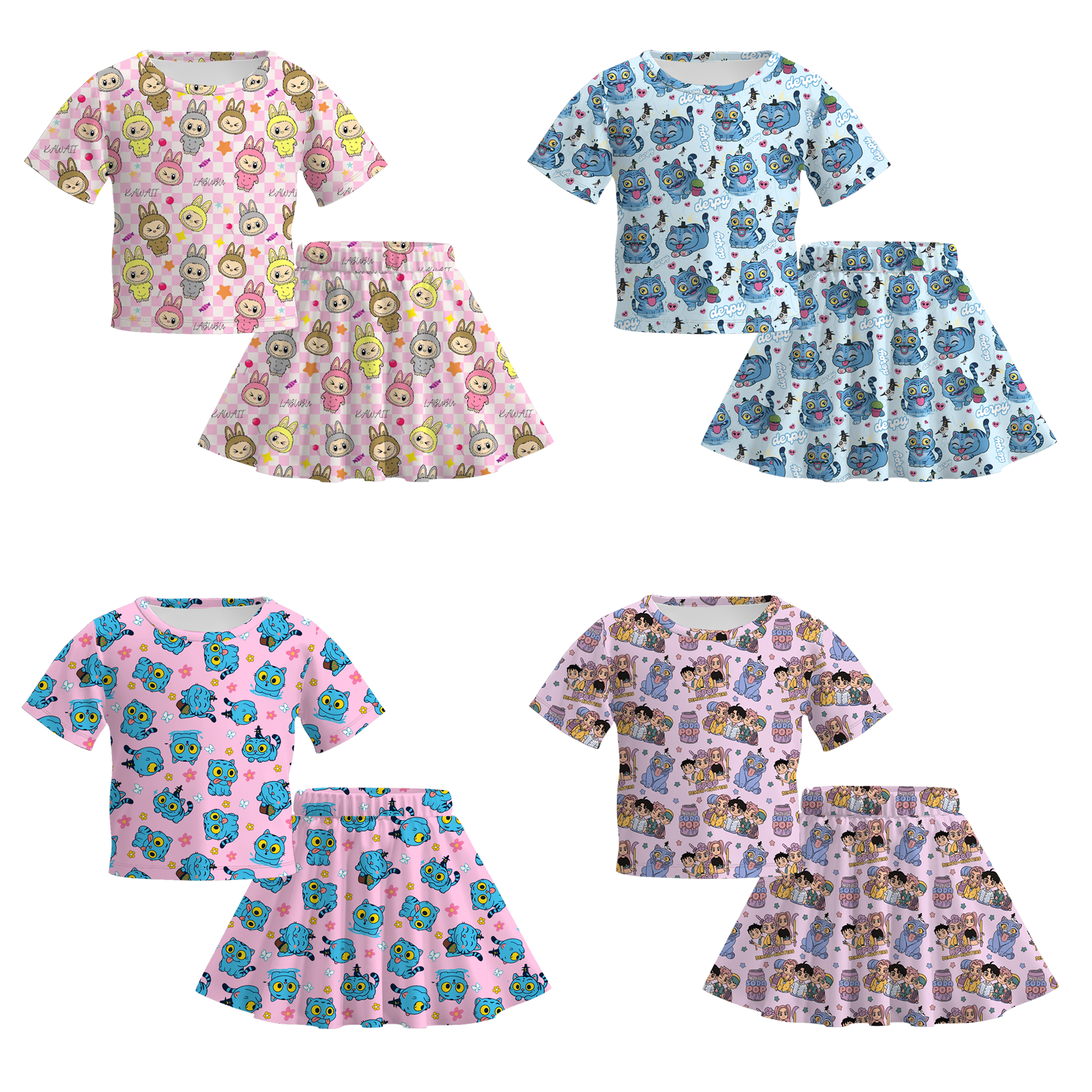 （Pre Order）Girls Movie Character Print Skirt Set