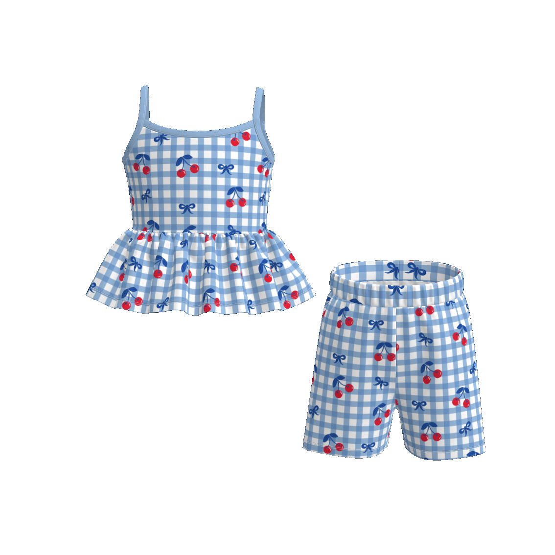 （Pre Order）Girls Spring and Summer Print Shorts Set