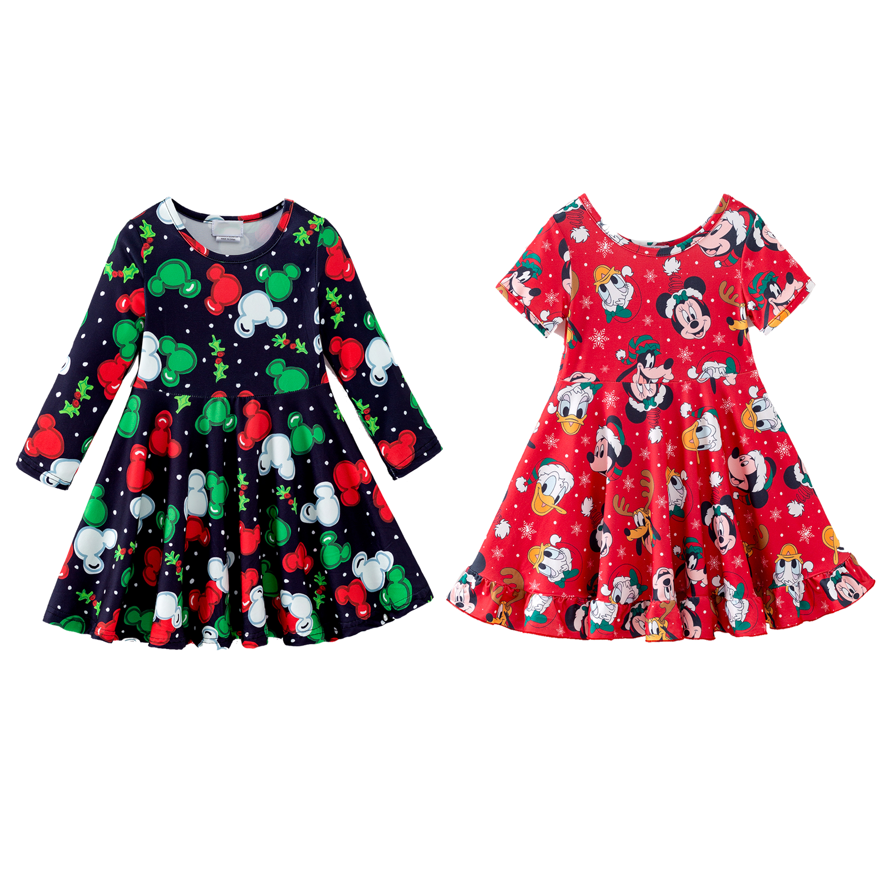 （Pre Order,Prepack Zone）Girls Christmas Cartoon Print Dress（Mix Size）