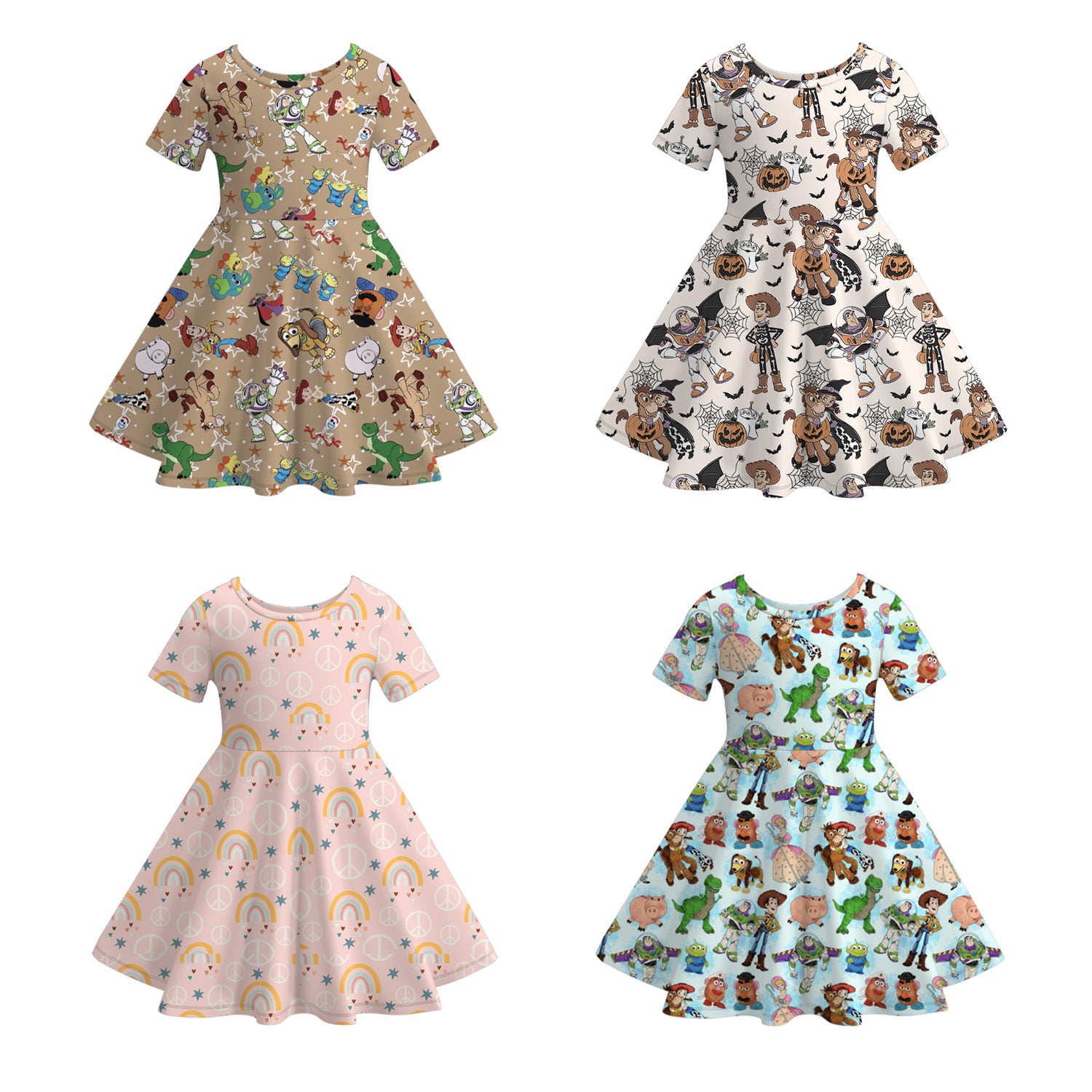 （Pre Order）Girls Fall Cartoon Print Dress