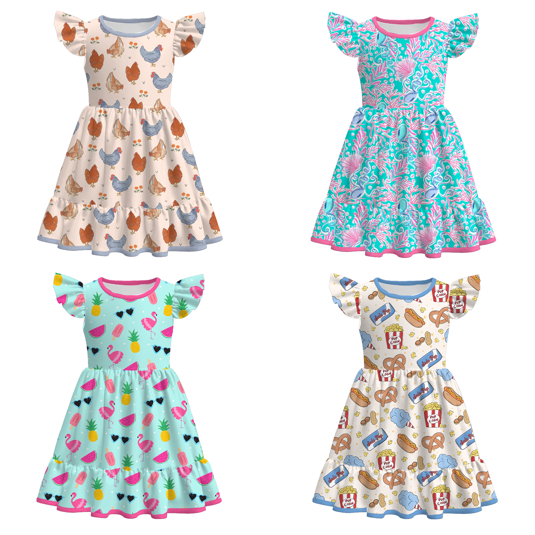 （Pre Order）Girls Spring＆Summer Animals Print Dress