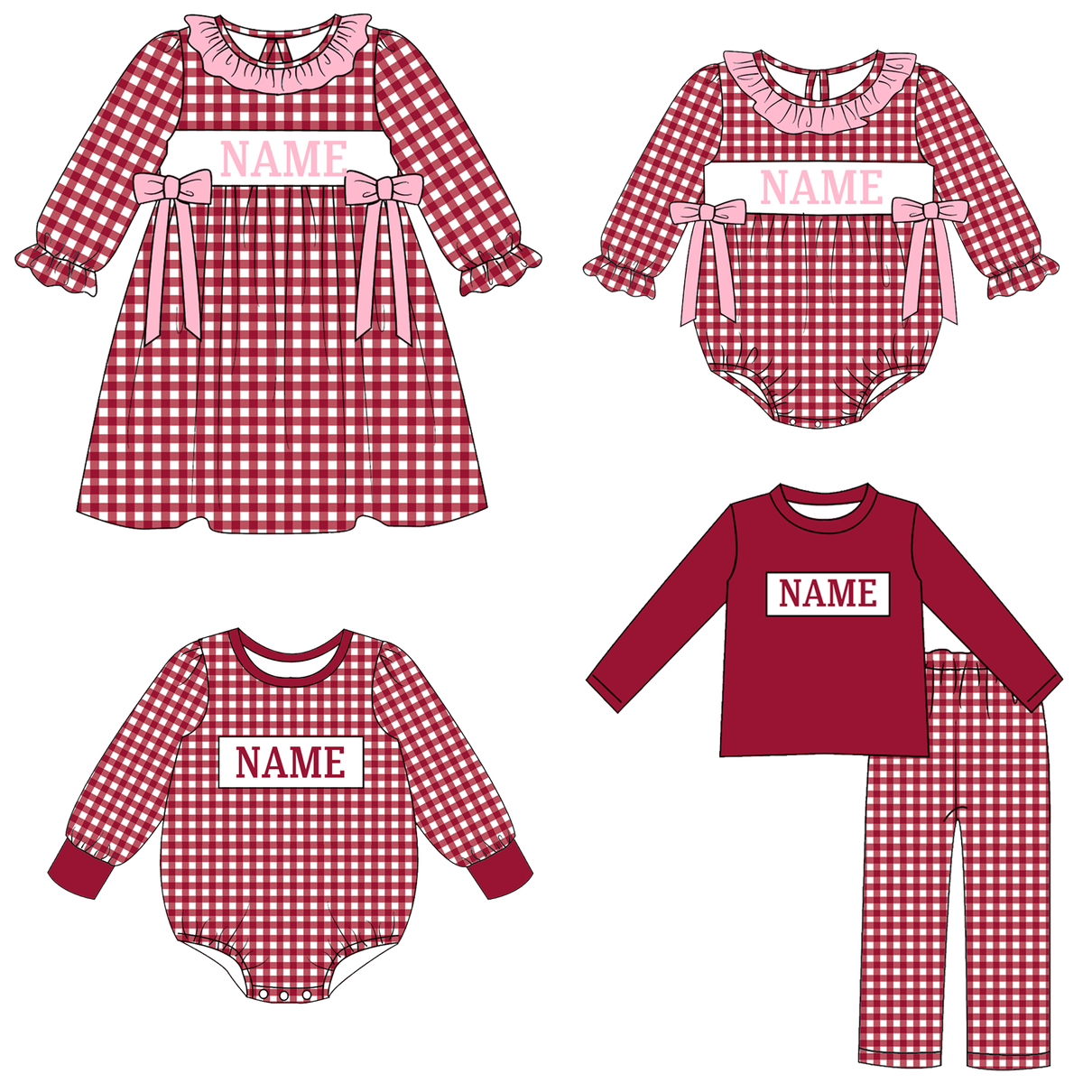 （Weekly Pre-Order）Siblings Spring&Summer Plaid Embroidery Smocked Dress,Set&Romper（Ends 11.1）