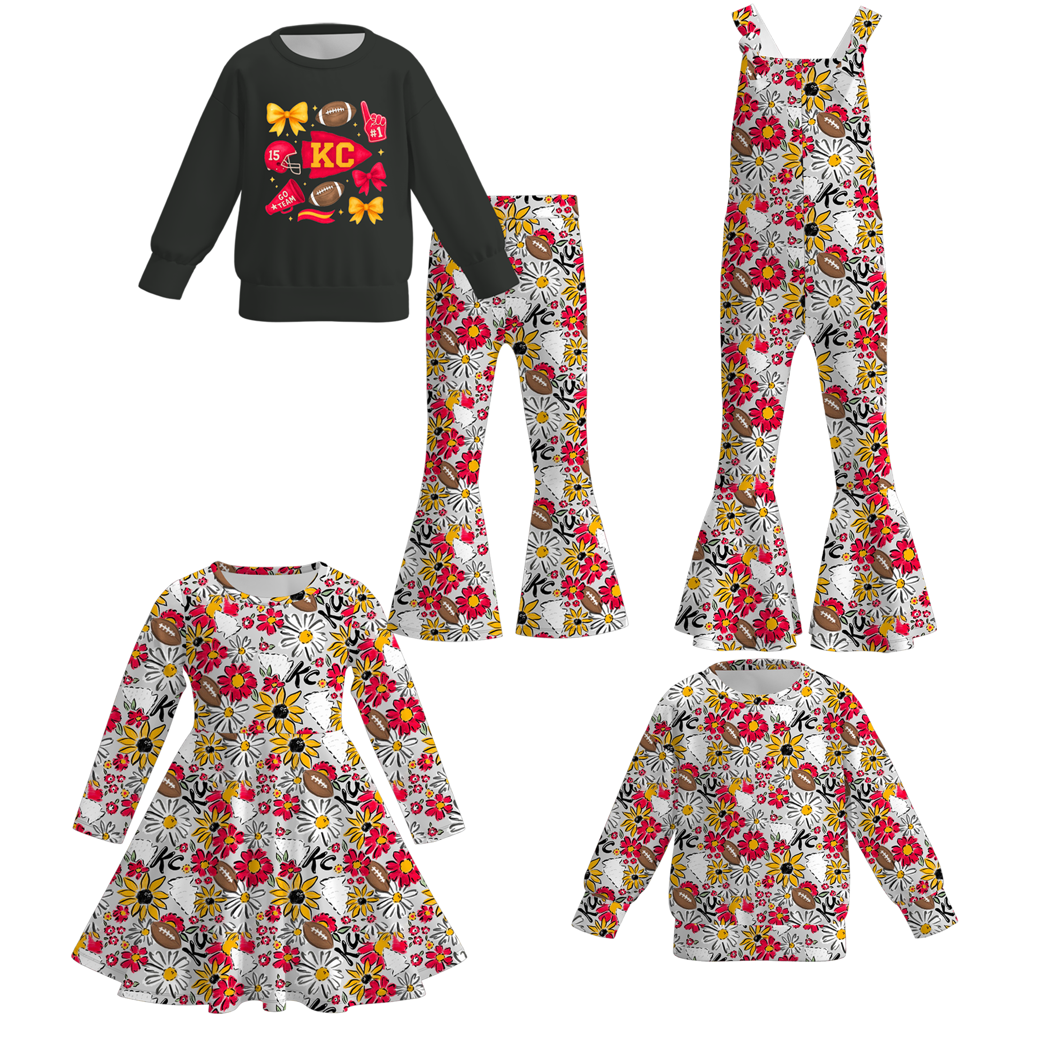 （Pre Order）Family Football Print Dress,Set&Top