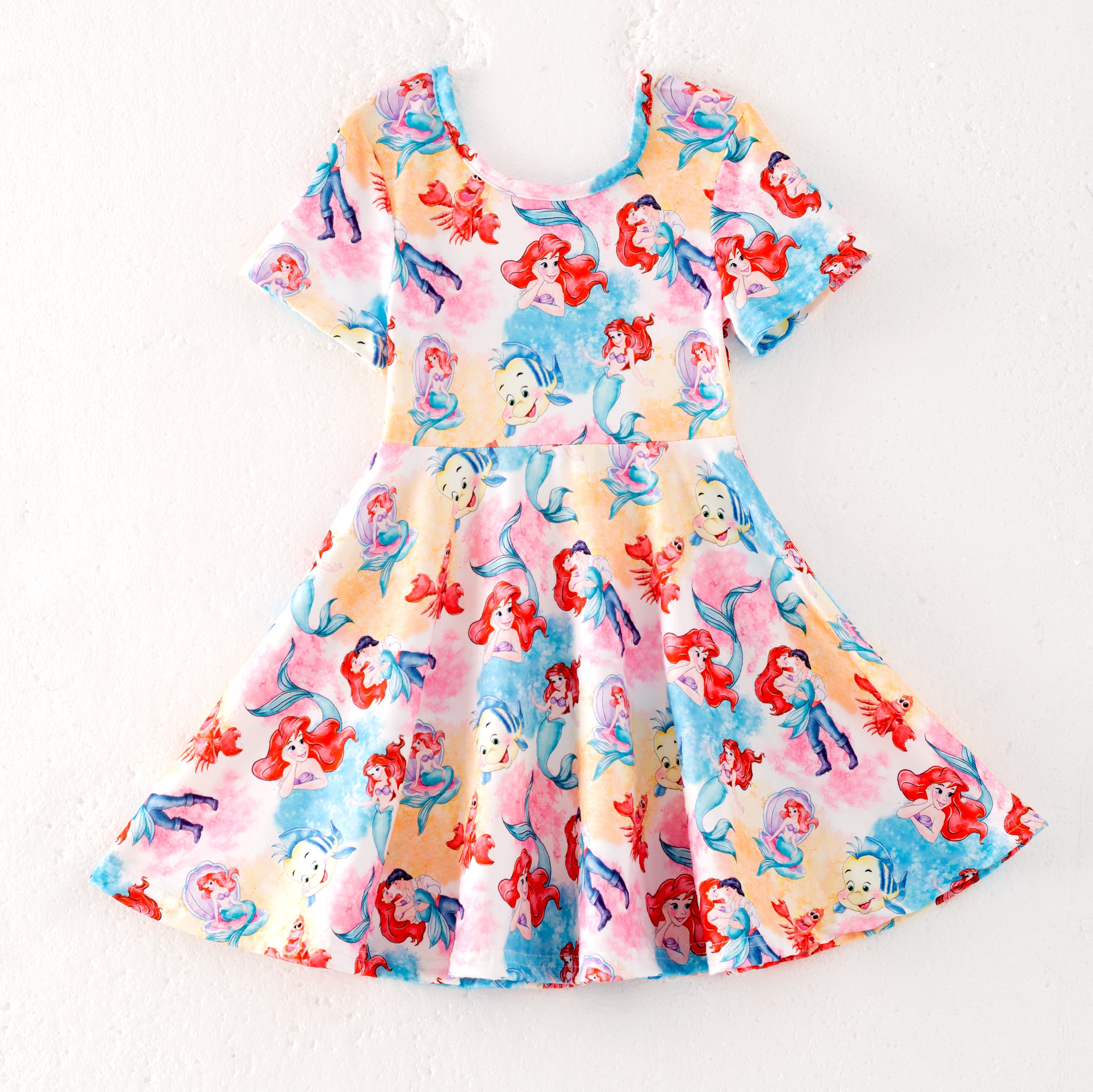 （Pre Order,Prepack Zone）Girls Spring&Summer Princess Mermaid Print Dress&Set（Mix Size）