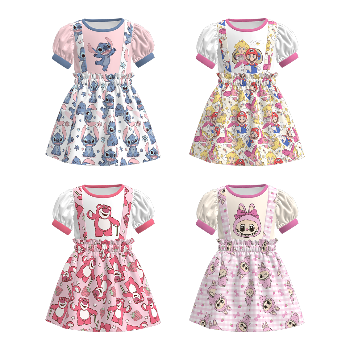 （Pre Order）Girls Spring and Summer Cartoon Print Strap Dress