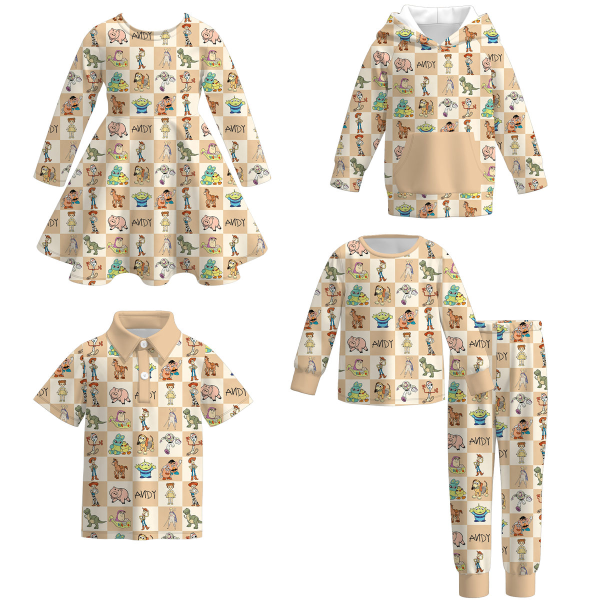 （Weekly Pre-Order）Siblings Cartoon Toy Print Dress,Pajamas&Top（Ends 10.6）