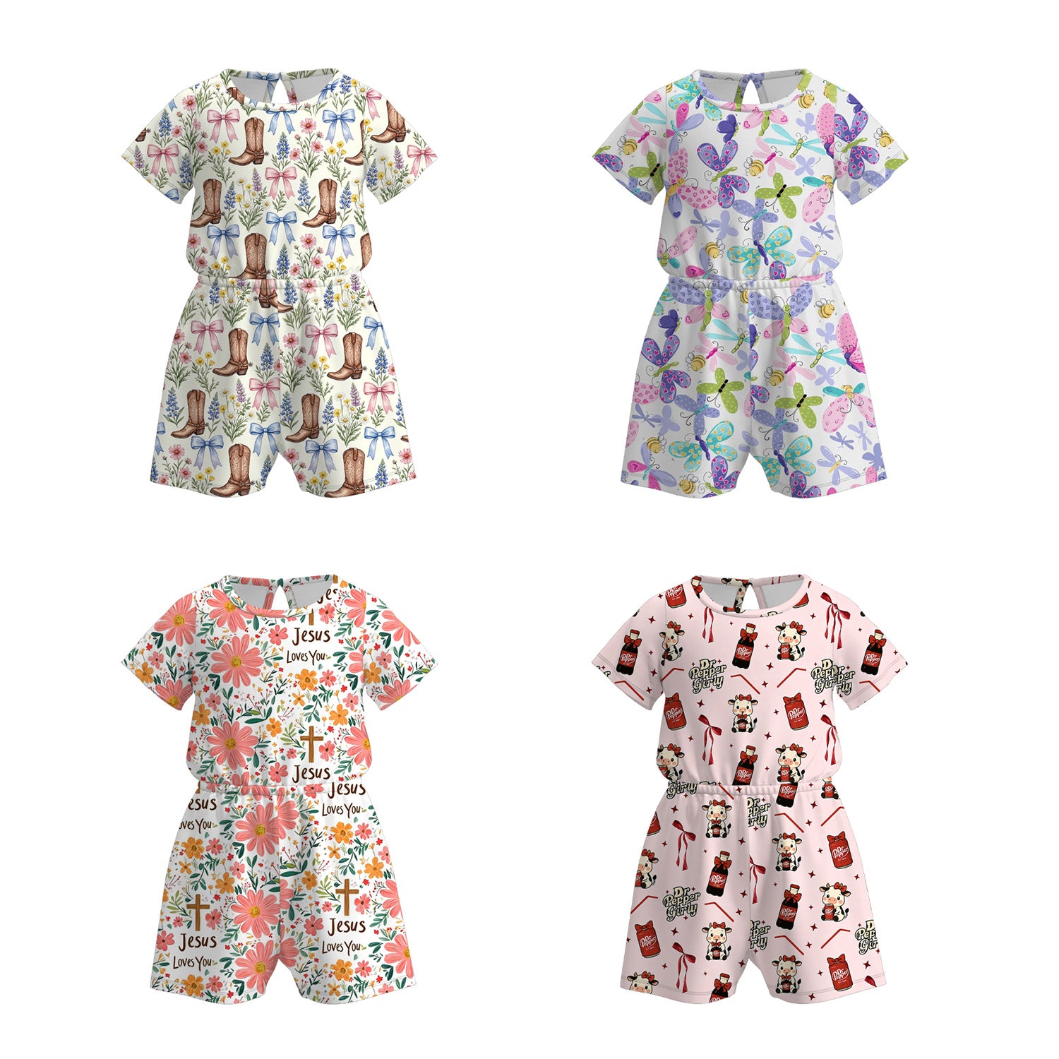 （Pre Order+Prepack Zone）Girls Spring&Summer Print Jumpsuit