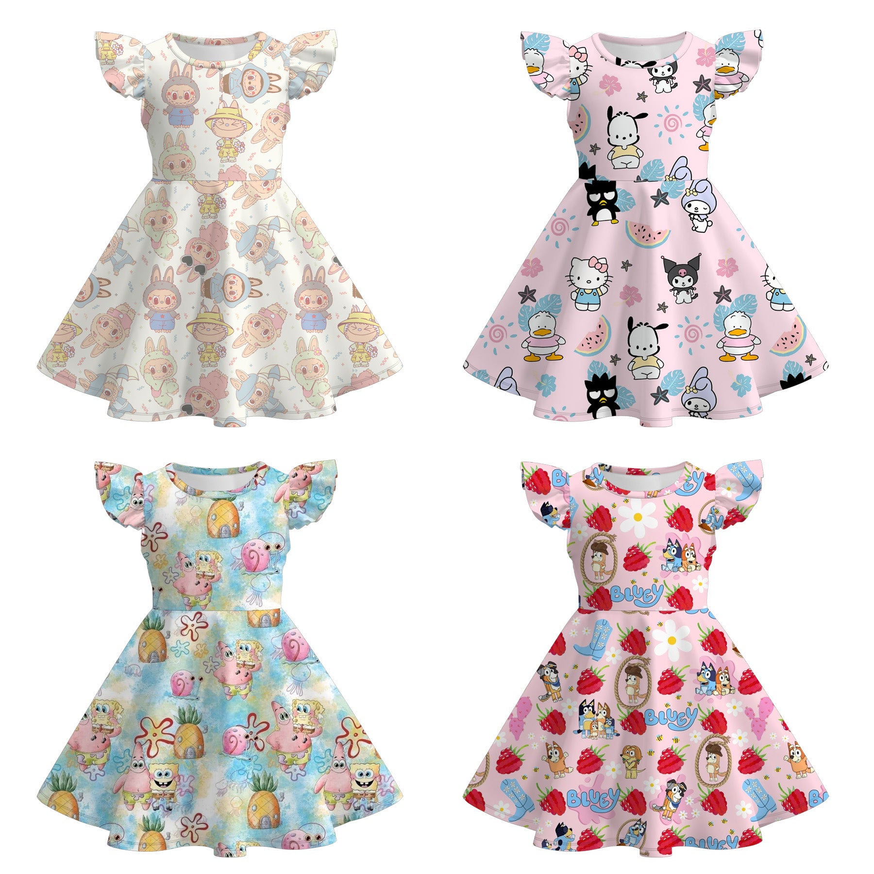 （Pre Order）Girls Spring and Summer Cartoon Print Dress