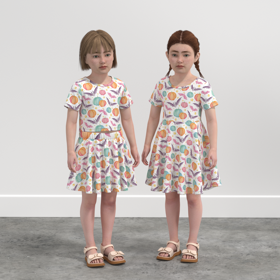 （Pre Order）Girls Halloween Cartoon Print Dress