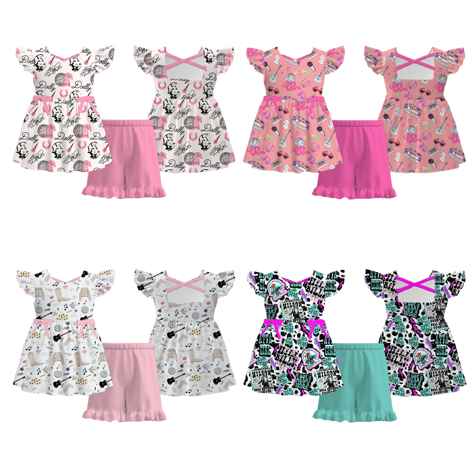 （Pre Order）Girls Spring and Summer Character Print Shorts Set