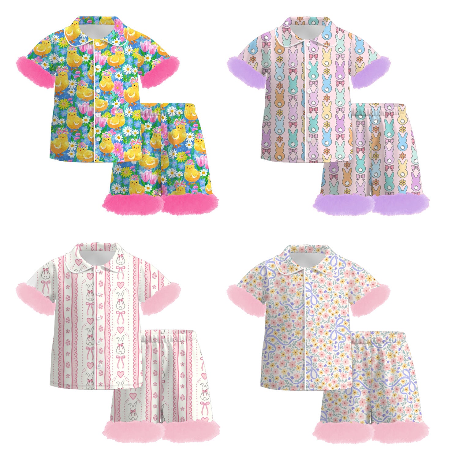（Pre Order）Girls Easter Bunny Print Pajamas