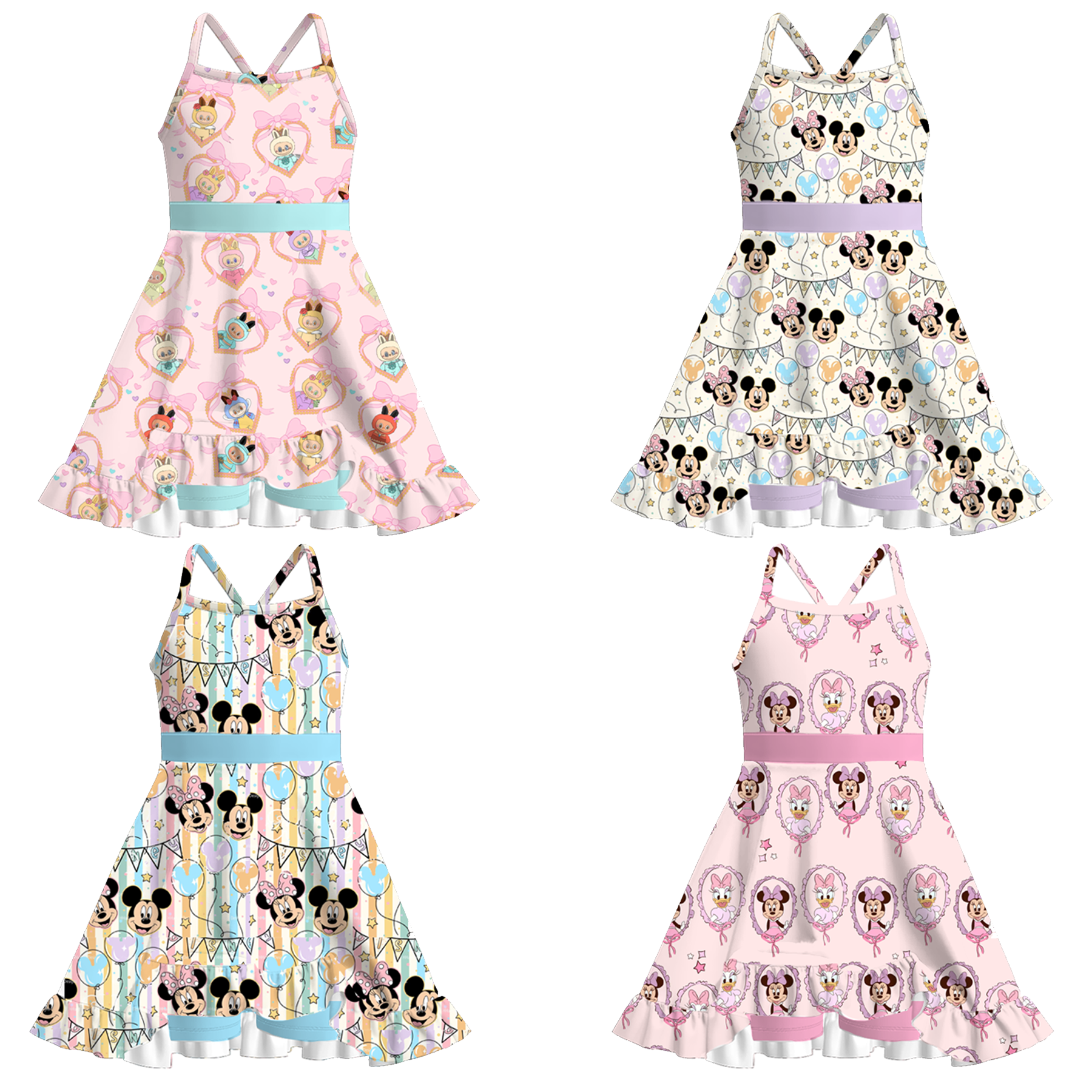 （Pre Order）Girls Summer Cartoon Print Skort Dress