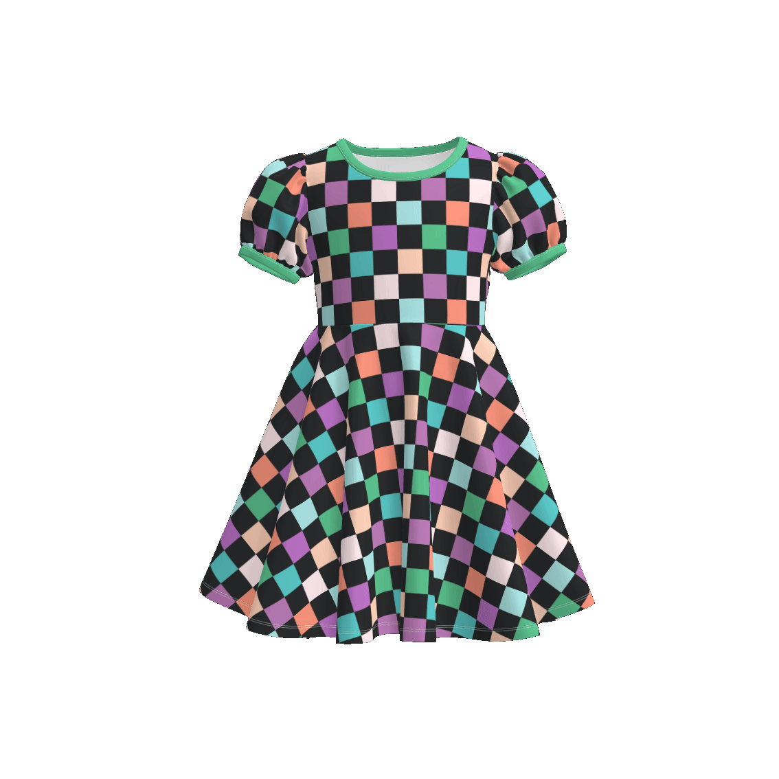 （Pre Order）Girls Halloween Checkerboard Print Dress