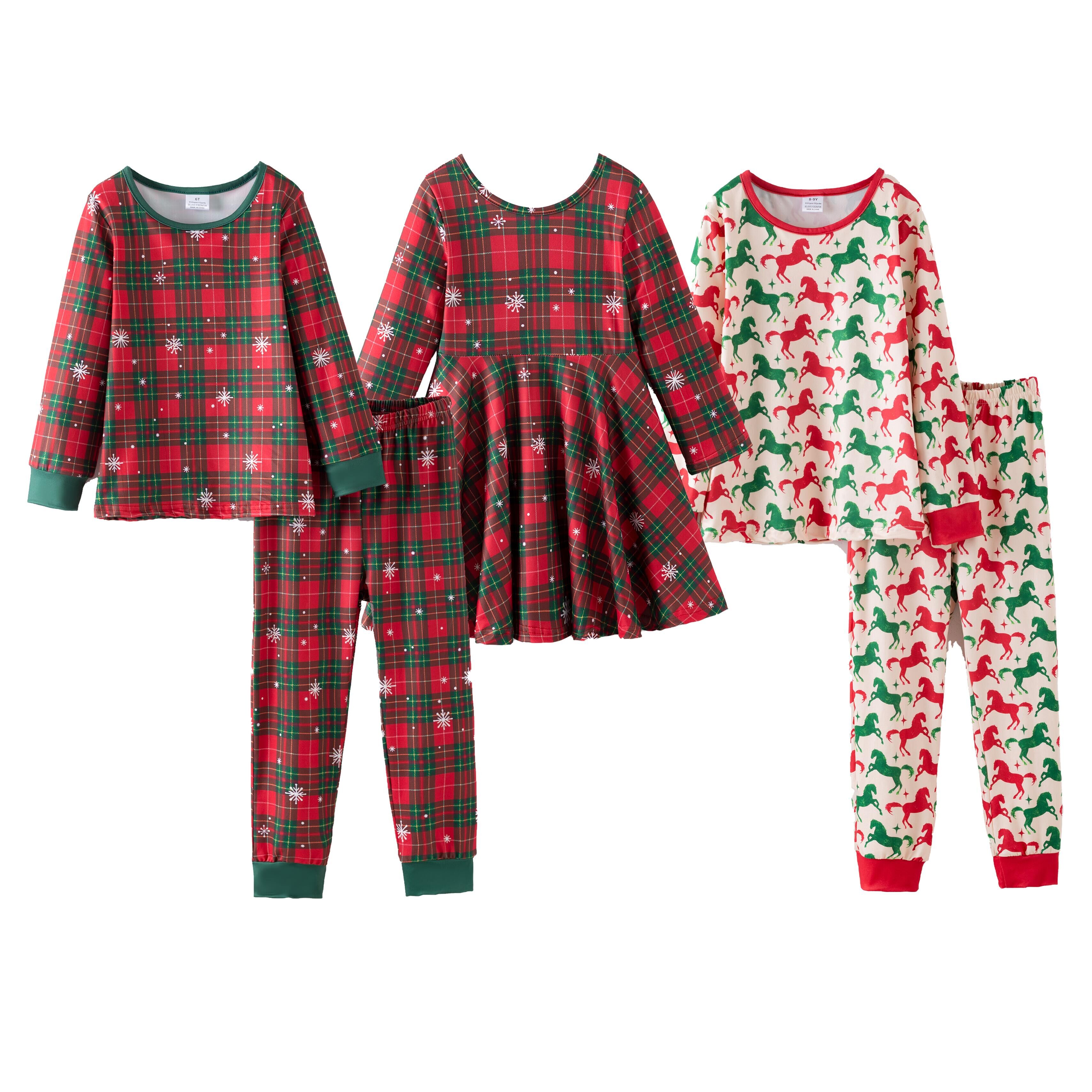 （Pre Order,Prepack Zone）Girls Christmas Print Dress&Pajamas（Mix Size）