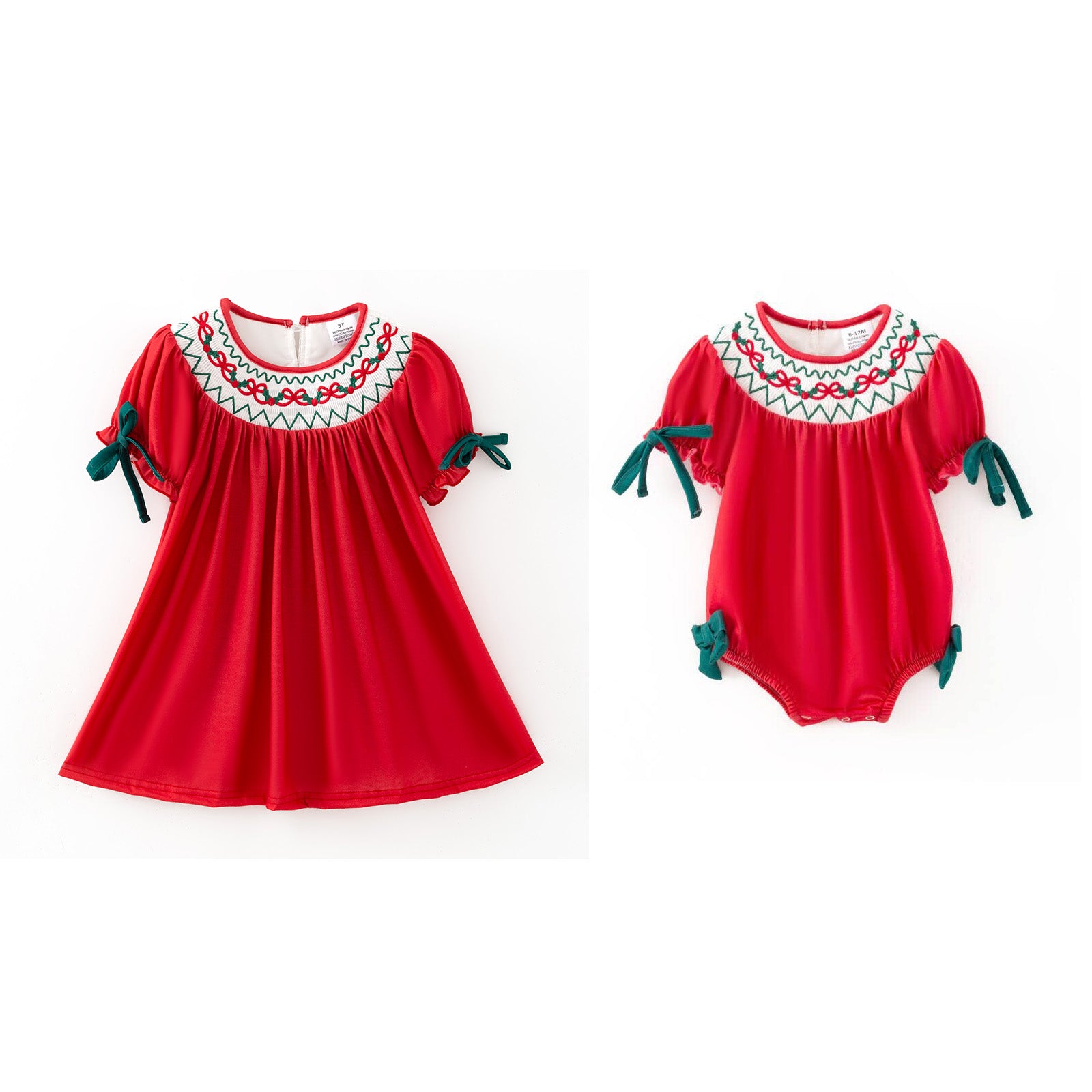 （Pre Order,Prepack Zone）Family Christmas Embroidery Dress&Romper（Mix Size）