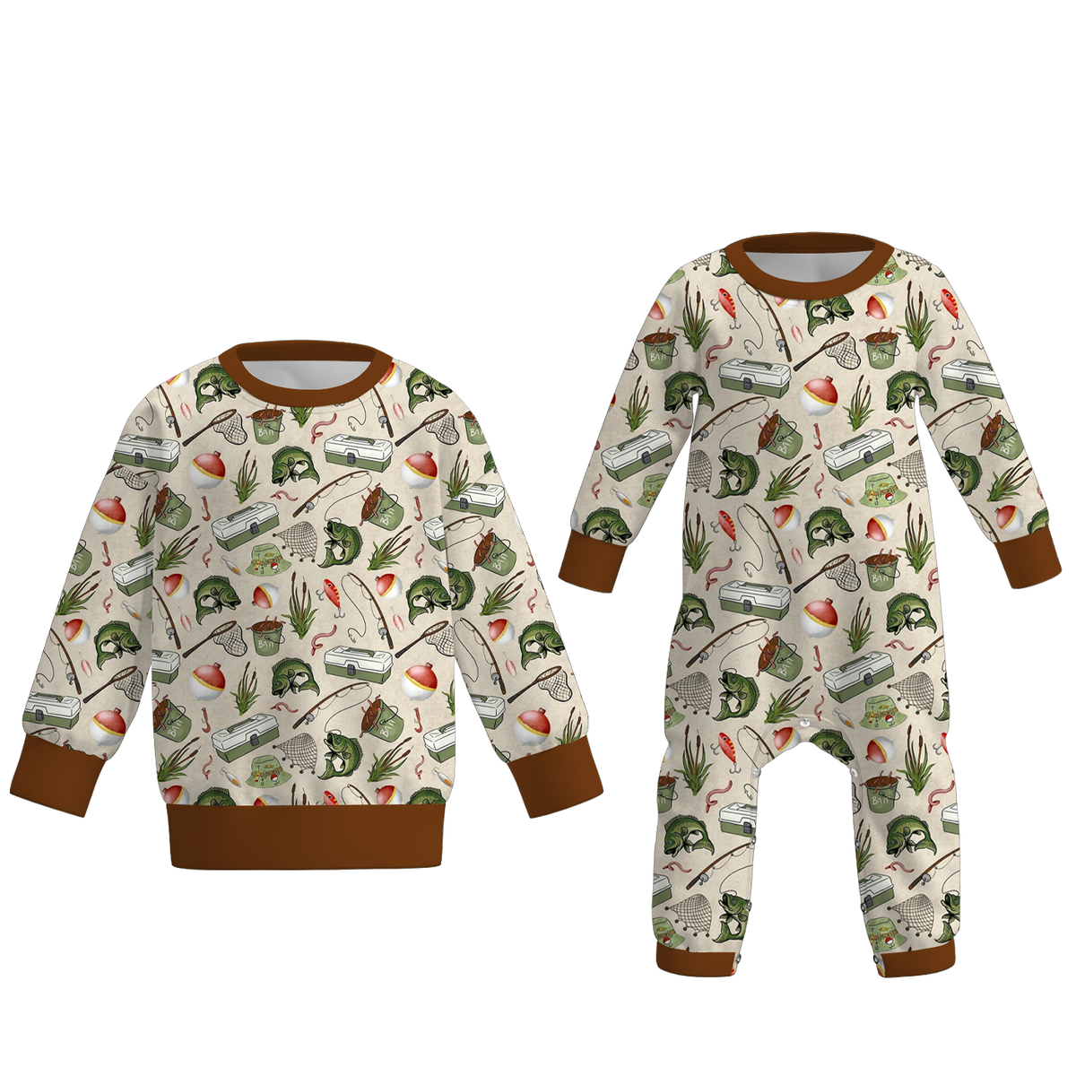 （Pre Order）Brothers Fall Fishing Print Top&Romper