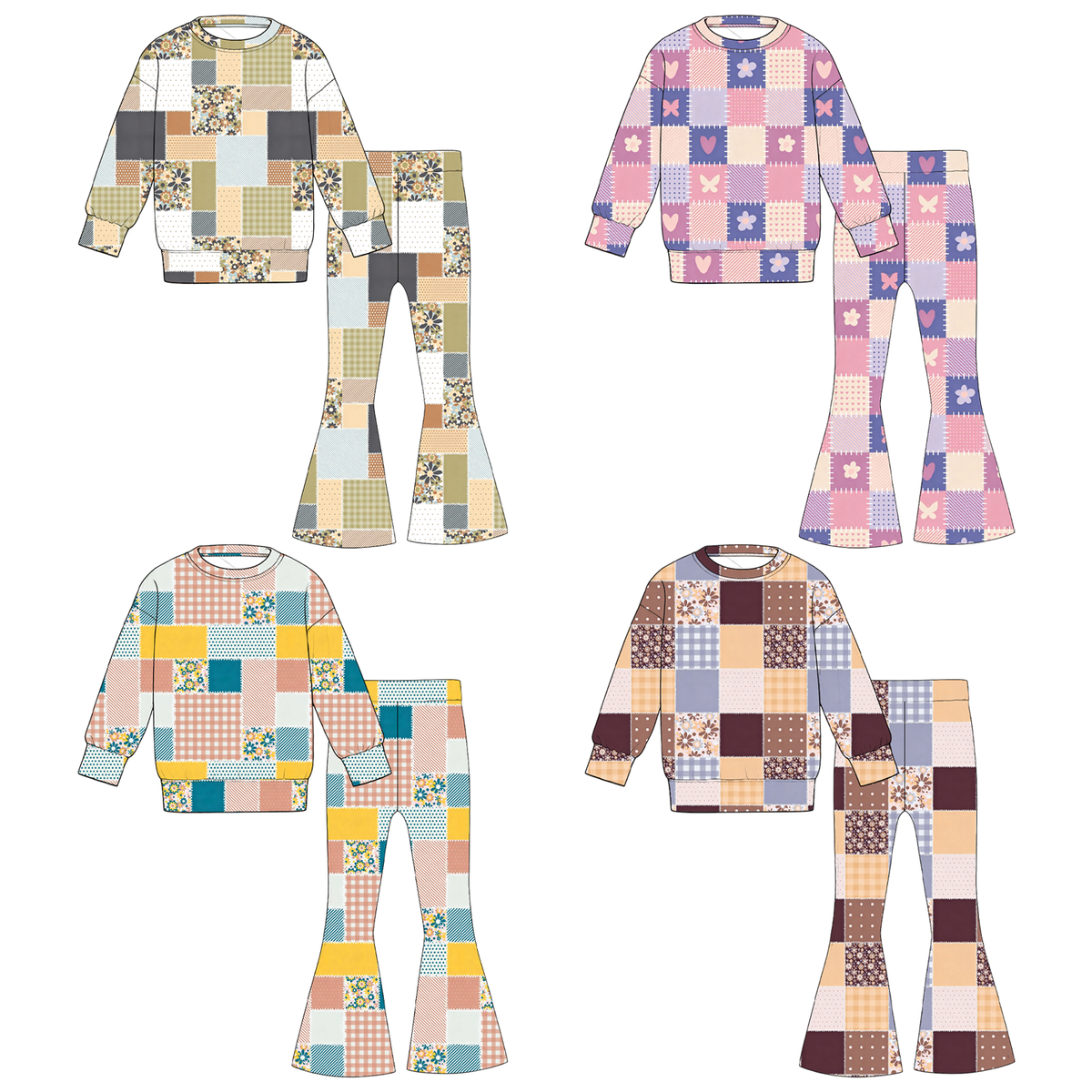 （Pre Order）Girls Fall&Winter Print Twill Sweatshirt Suit