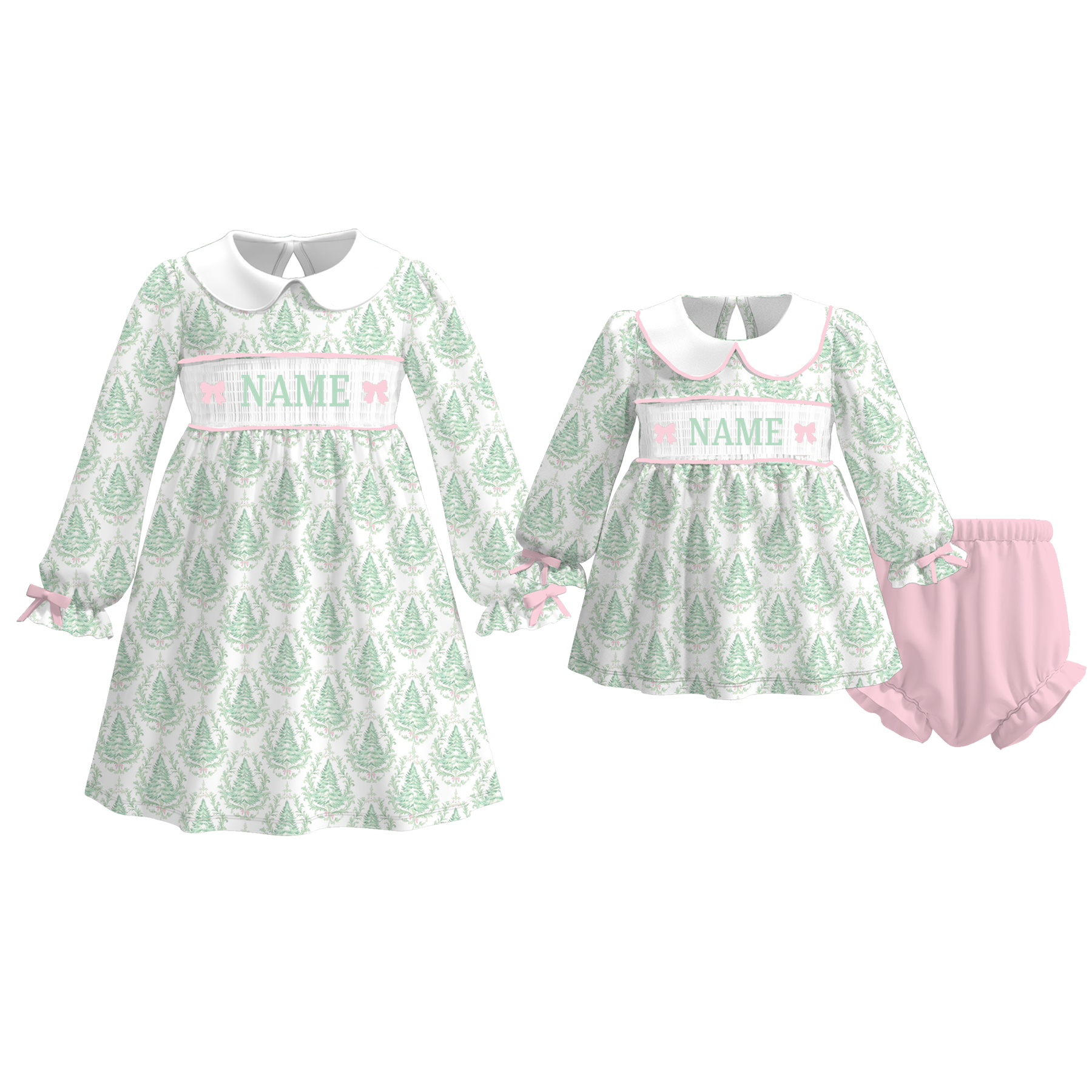 （Weekly Pre-Order）Sisters Christmas Embroidery Smocked Dress,Set&Romper（Ends 8.23）