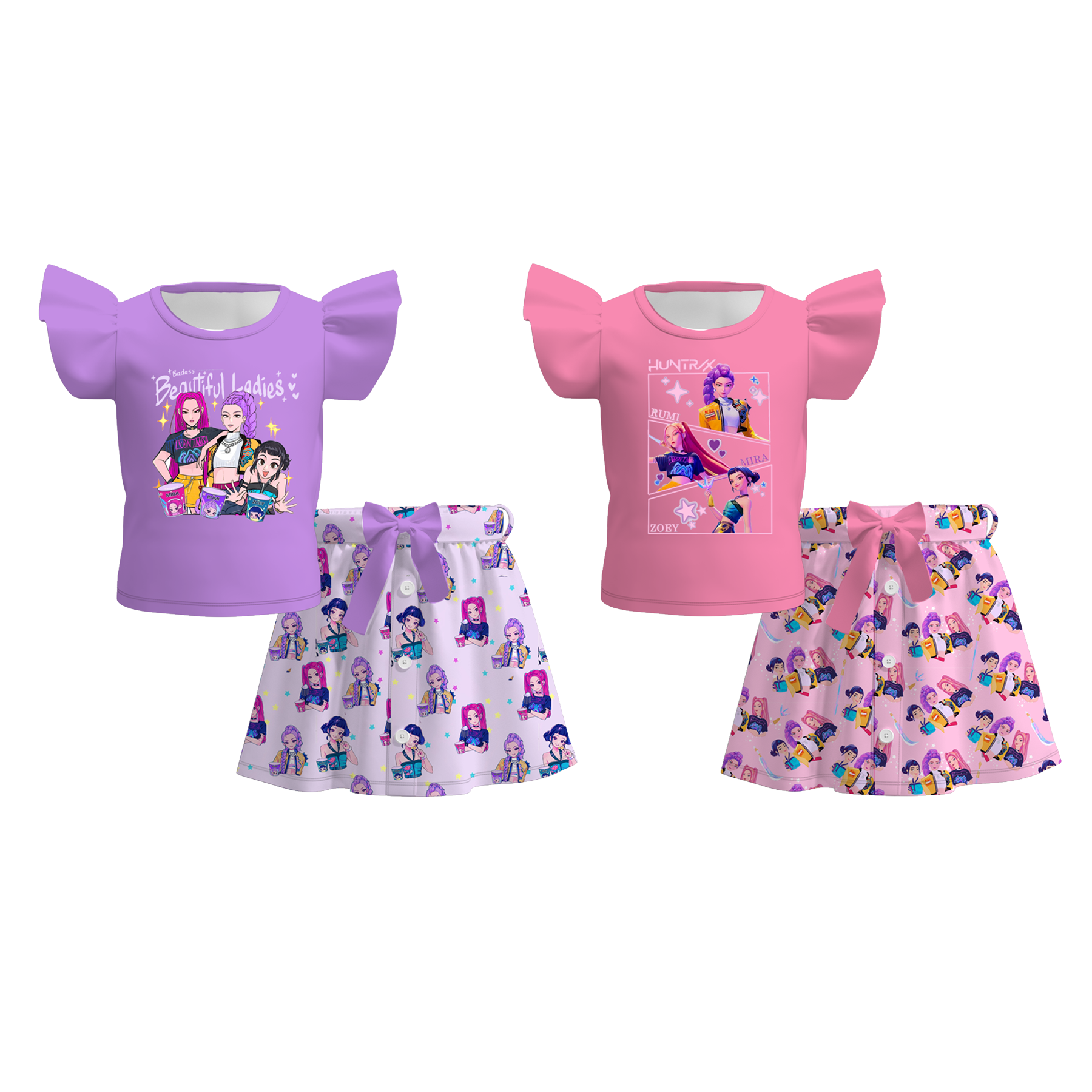 （Pre Order）Girls Spring&Summer Movie Character Print Skirt Set