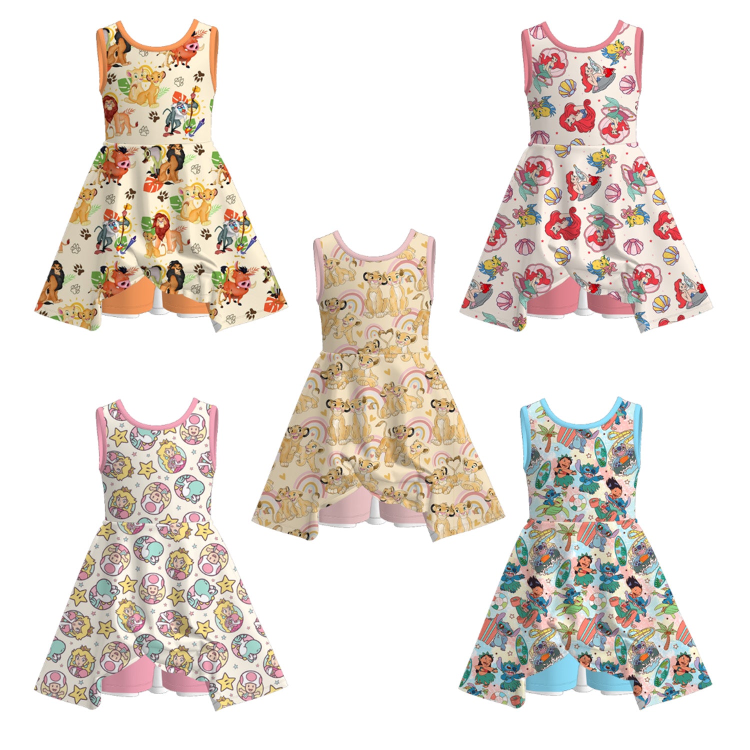 （Pre Order）Girls Spring and Summer Cartoon Print Skort Dress