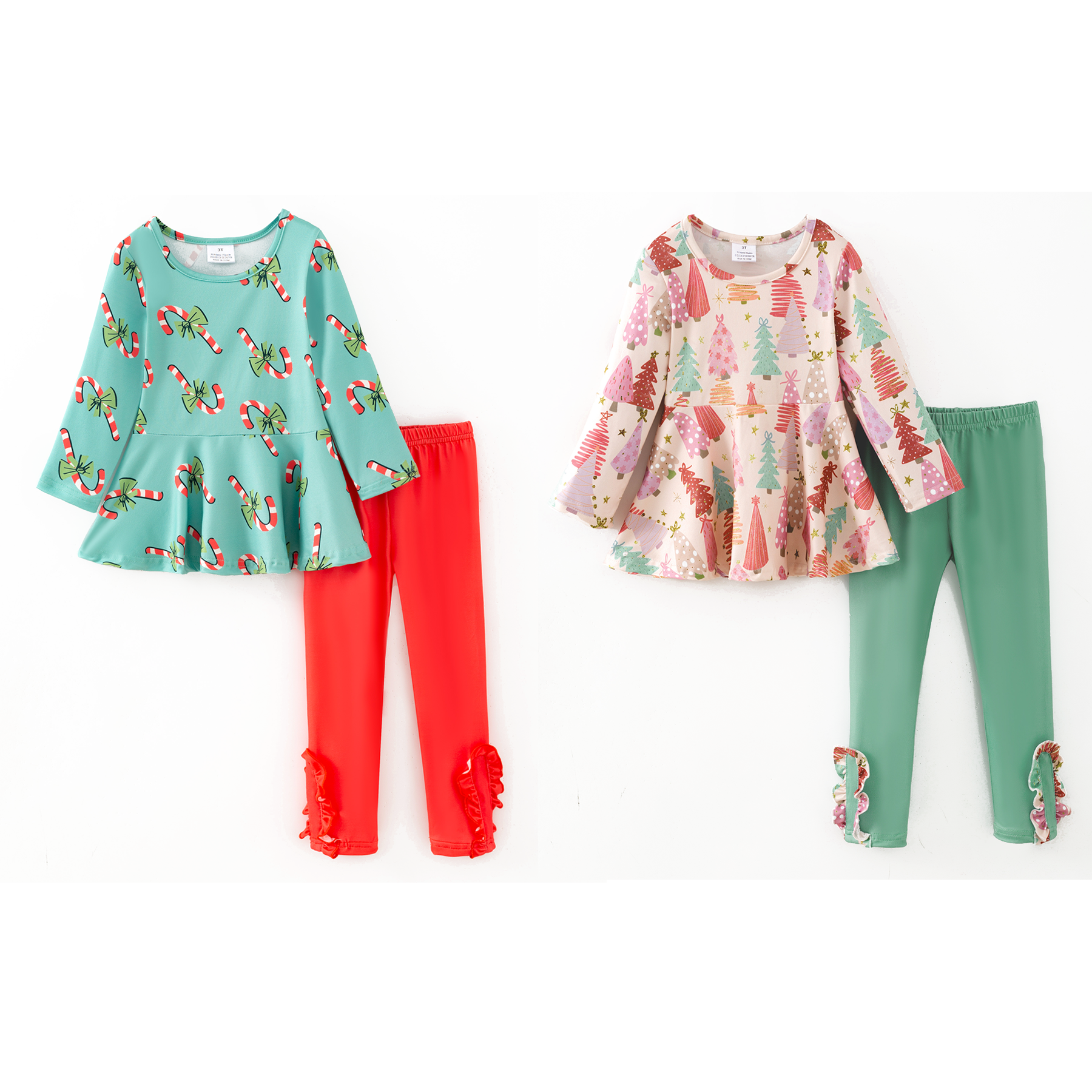 （Pre Order,Prepack Zone）Girls Christmas Print Outfit Set（Mix Size）
