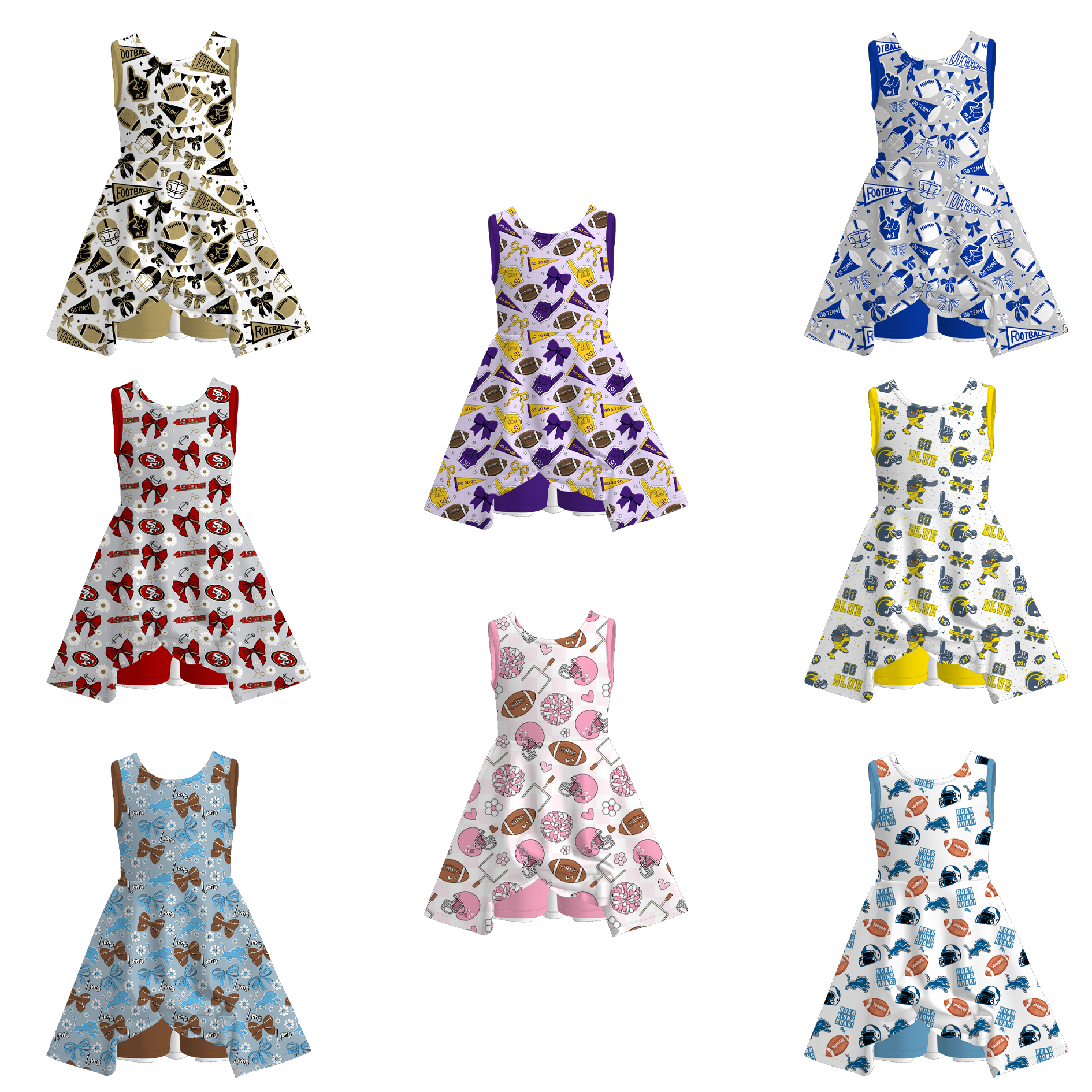 （Pre Order）Girls Summer Football Print Skort Set
