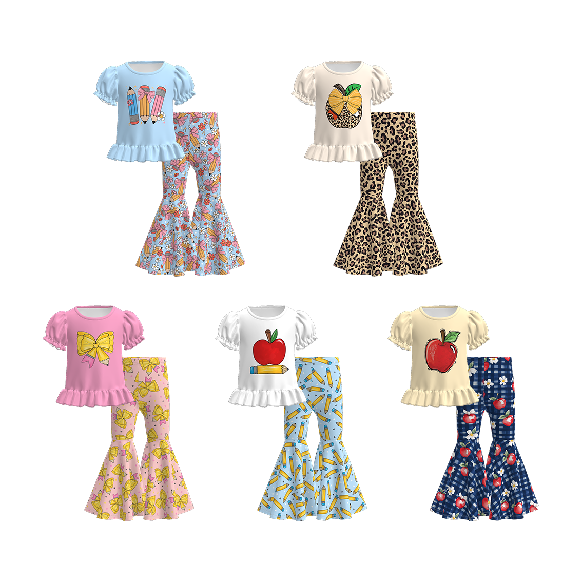 （Pre Order）Girls Summer Back To School Print Outfit Set