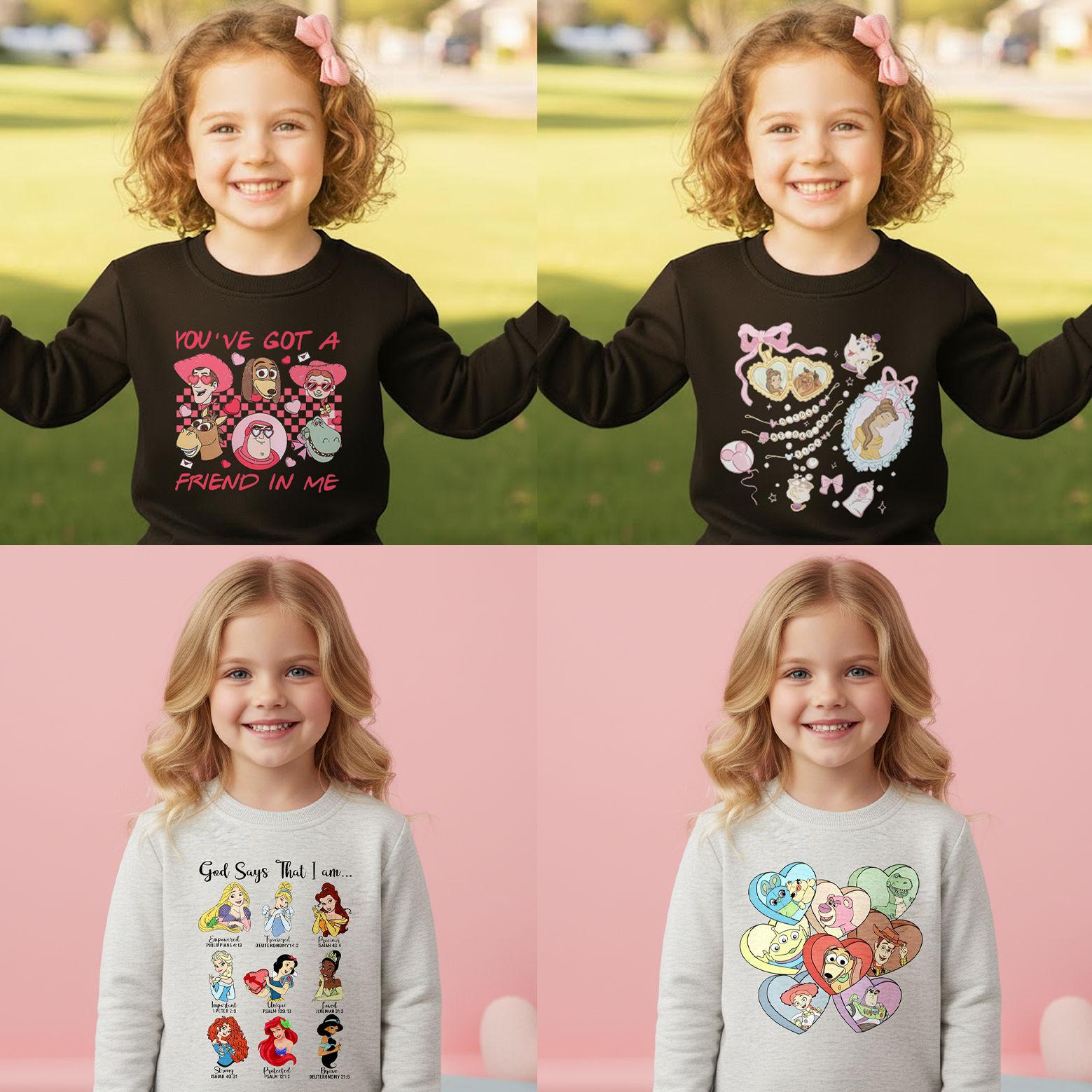 （Pre Order）Girls Valentine's Day Print Cotton Sweatshirt