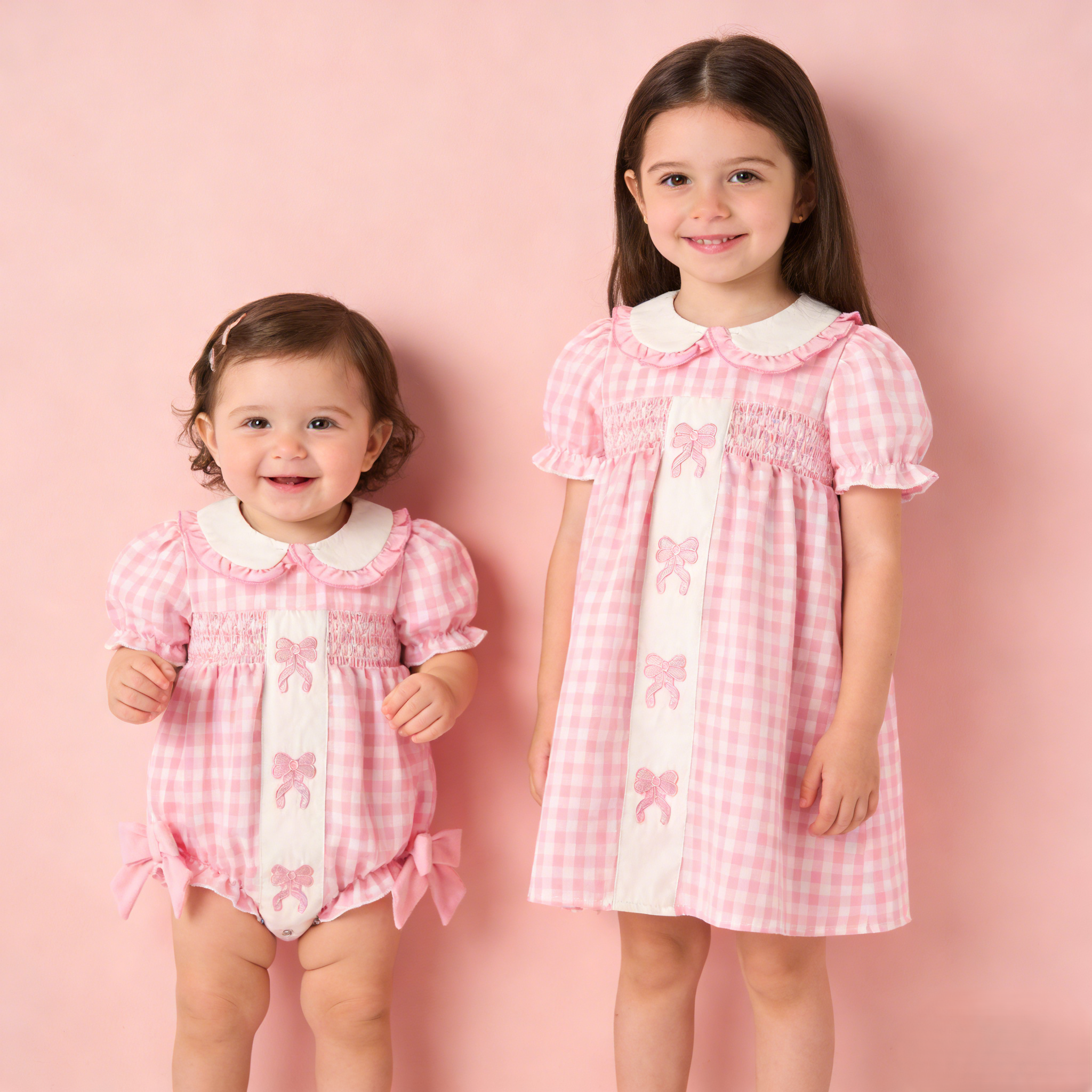 （In Stock）Sisters Spring&Summer Bow Embroidery Dress&Romper