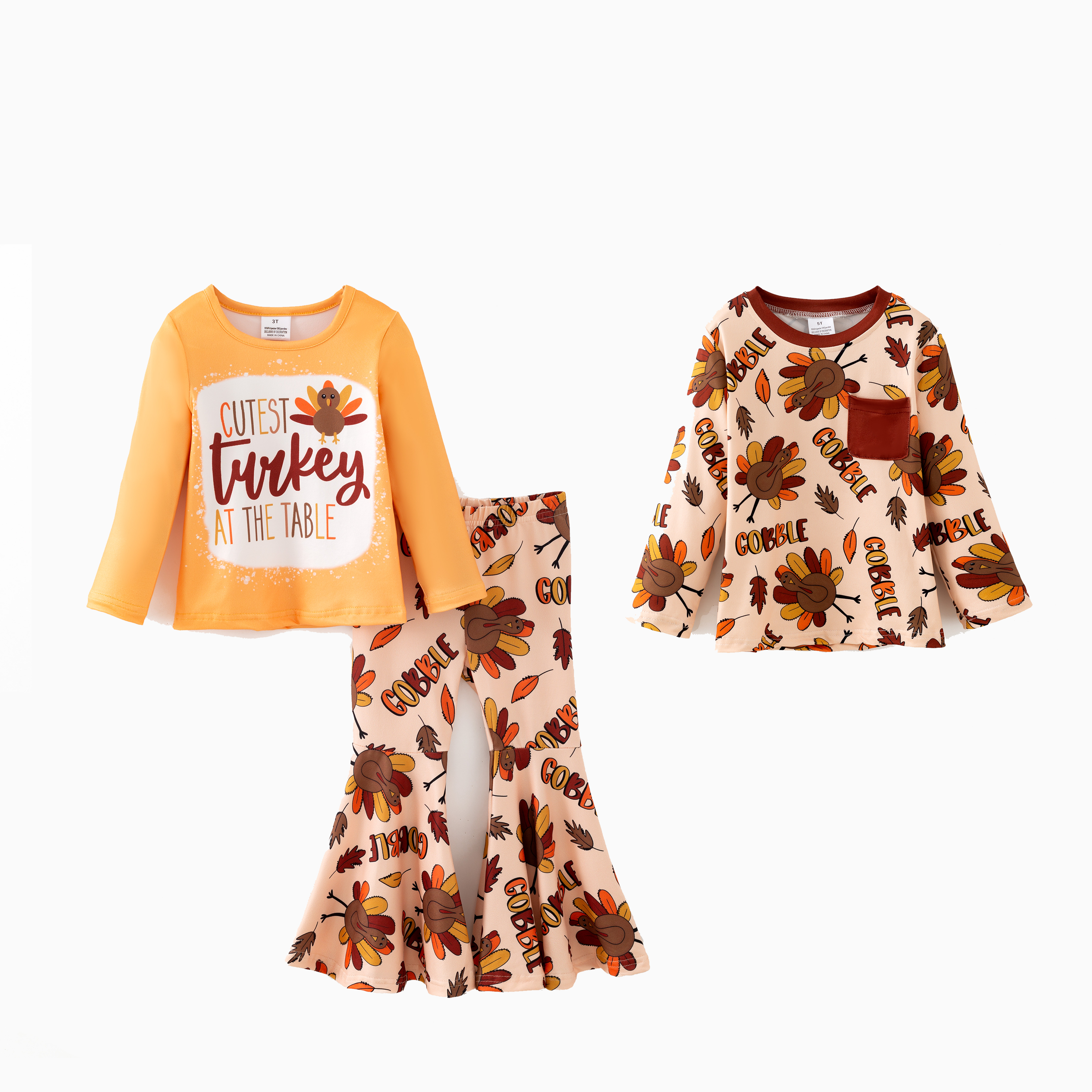 （Pre Order,Prepack Zone）Family Thanksgiving Turkey Print Set&Top