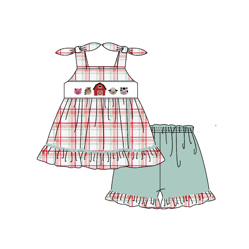 (Pre Order) Summer Farm Smocked Embroided Sibling Ensemble Collection