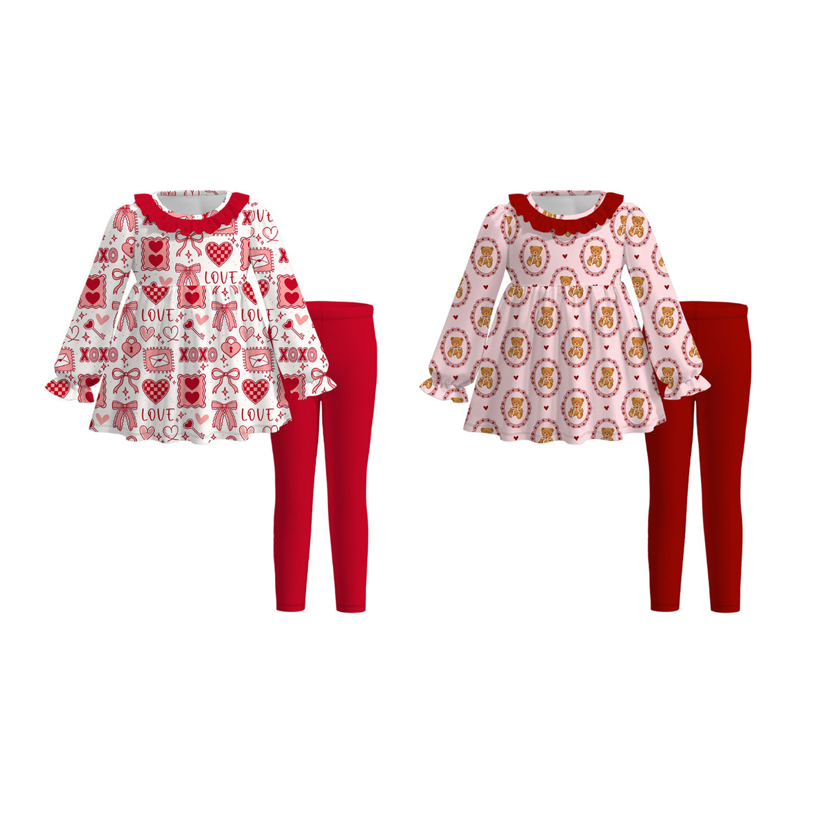 （Weekly Pre-Order）Girls Valentine's Day Print Outfit Set（Ends 11.8）