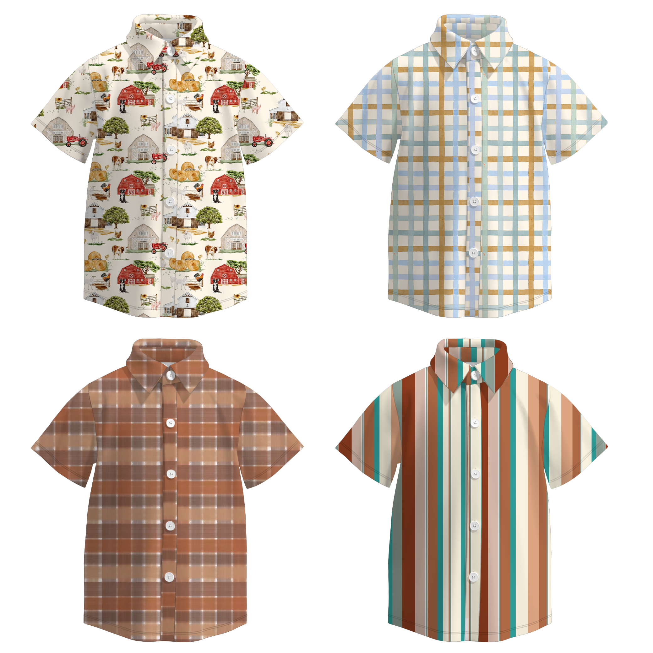 （Pre Order）Boys Fall Print Four-way Stretch Shirt