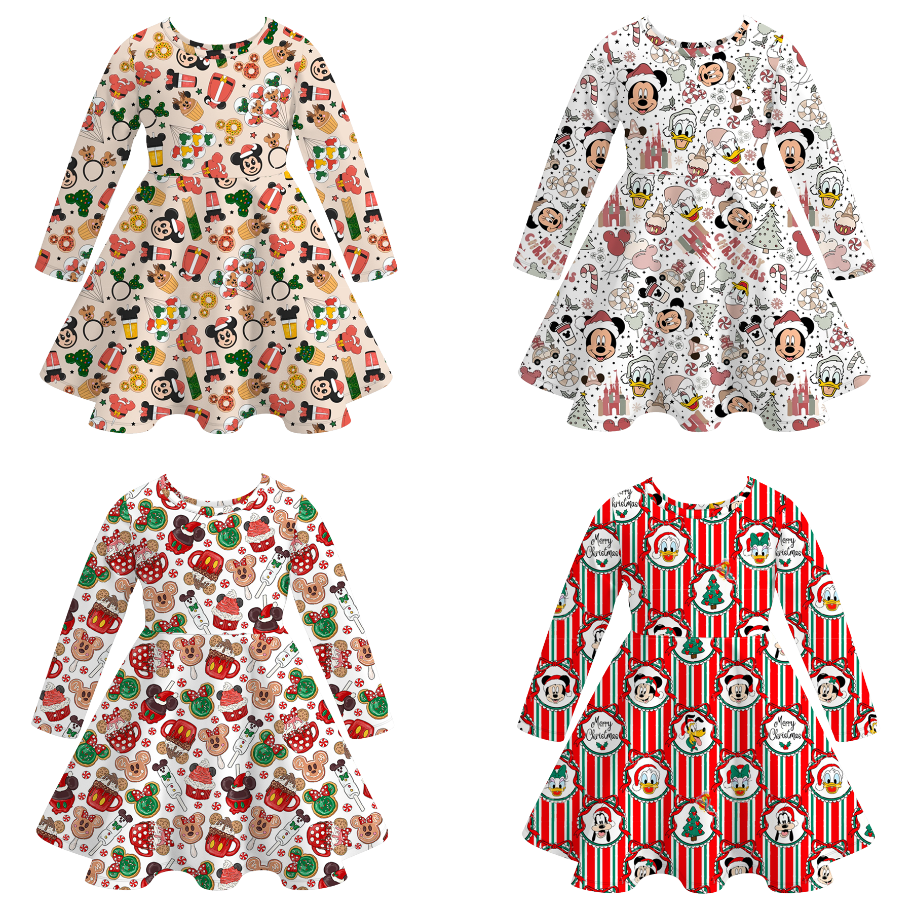 （Pre Order）Girls Christmas Magical World Print Dress