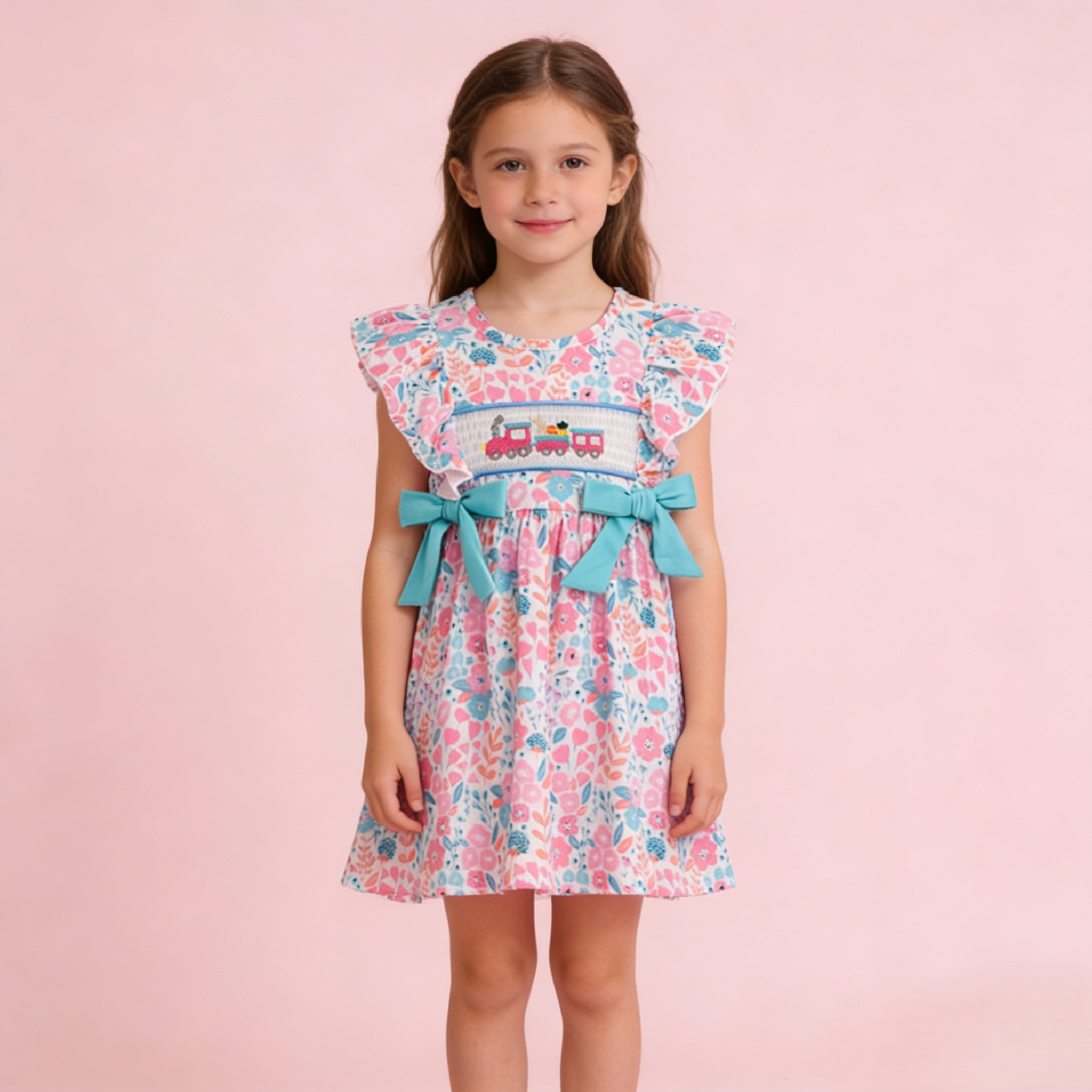 （In Stock）Girls Easter Embroidery Smocked Dress