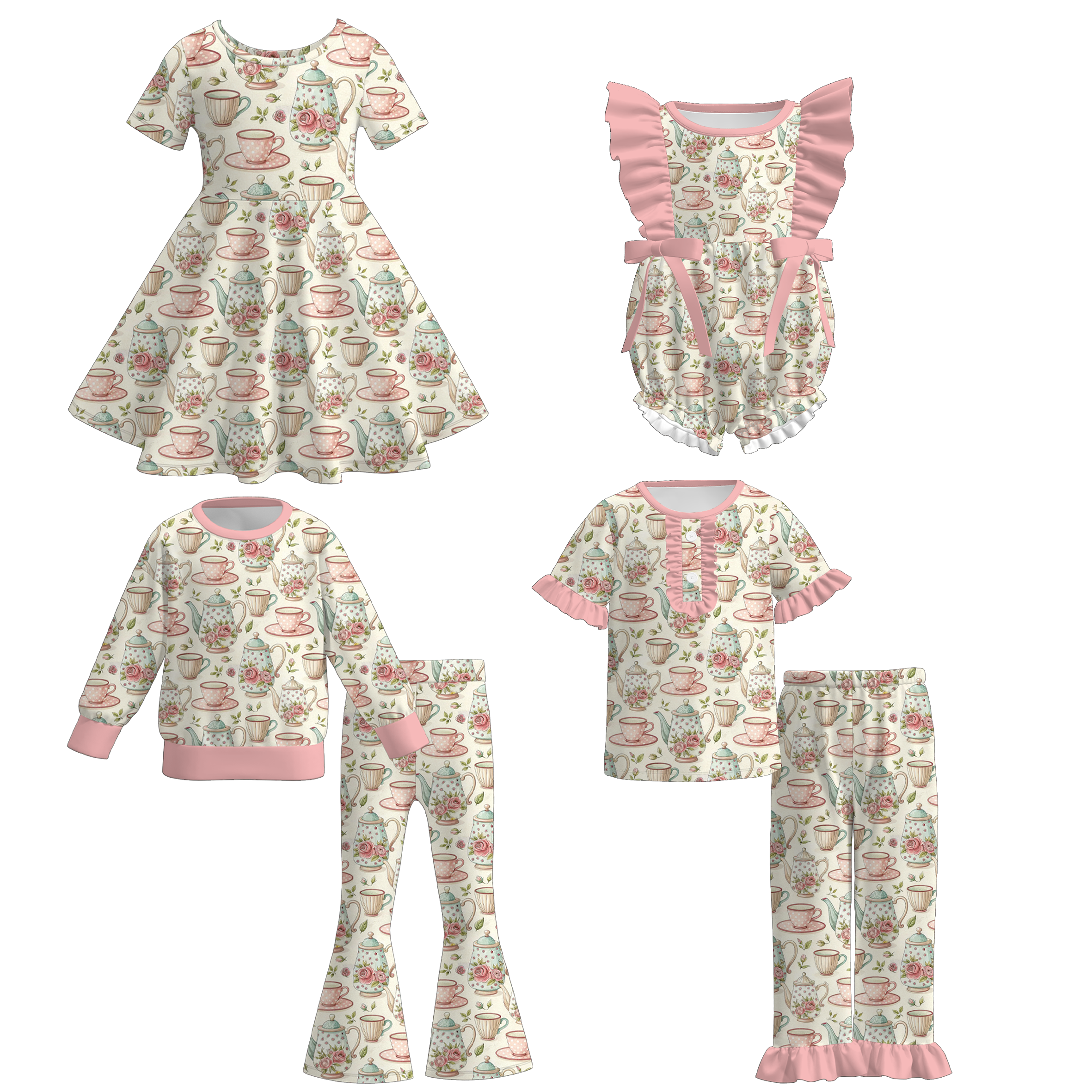 （Pre Order）Sisters Spring Afternoon Tea Print Dress,Set&Romper