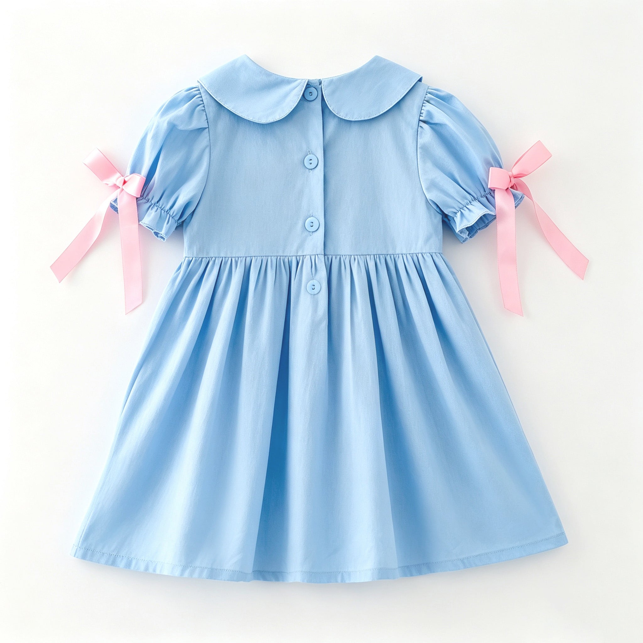 （In Stock）Girls Pumpkin Embroidery Smocked Cotton Dress