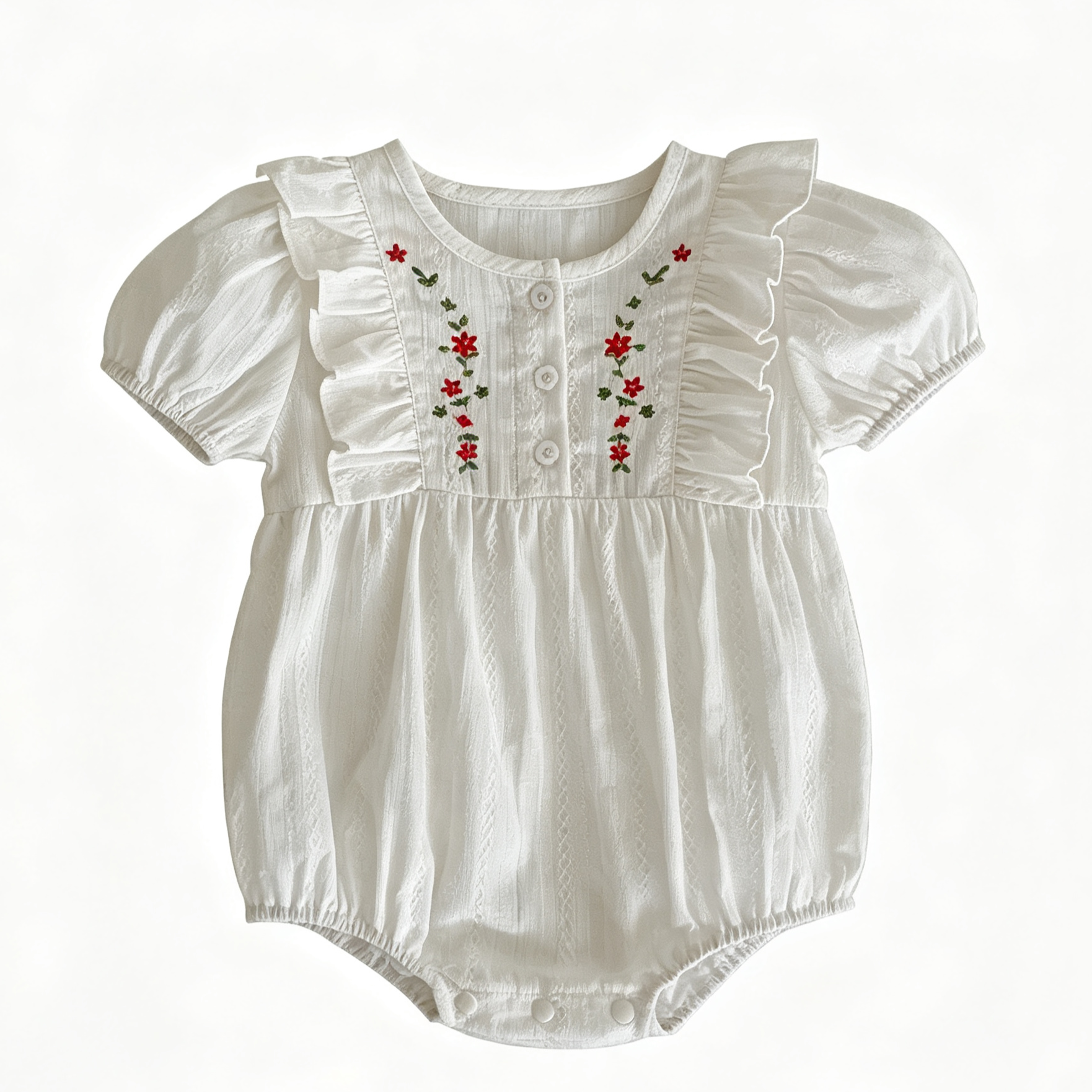 （Pre Order 2 Weeks）Girls Fall Floral Embroidery Ruffle Romper