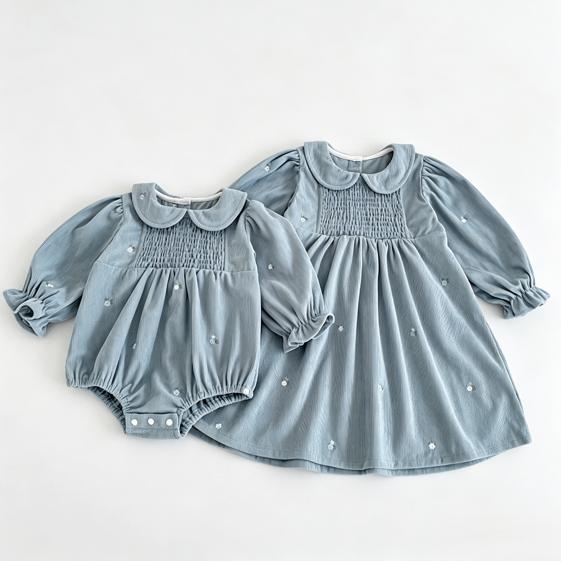 （Pre Order 2 Weeks）Sisters Floral Embroidery Smocked Dress&Romper