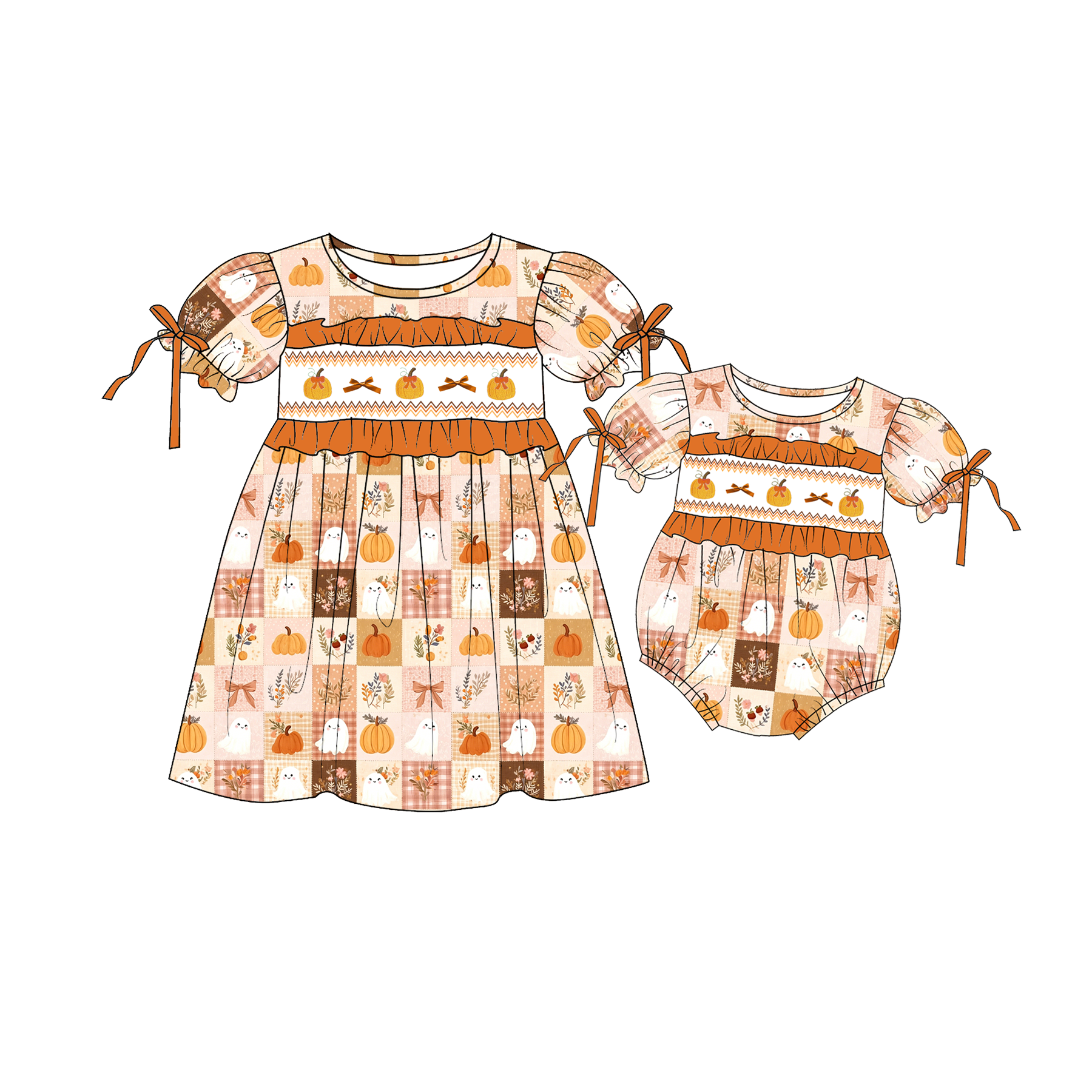 （Weekly Pre-Order）Girls Halloween Embroidery Smocked Dress&Romper