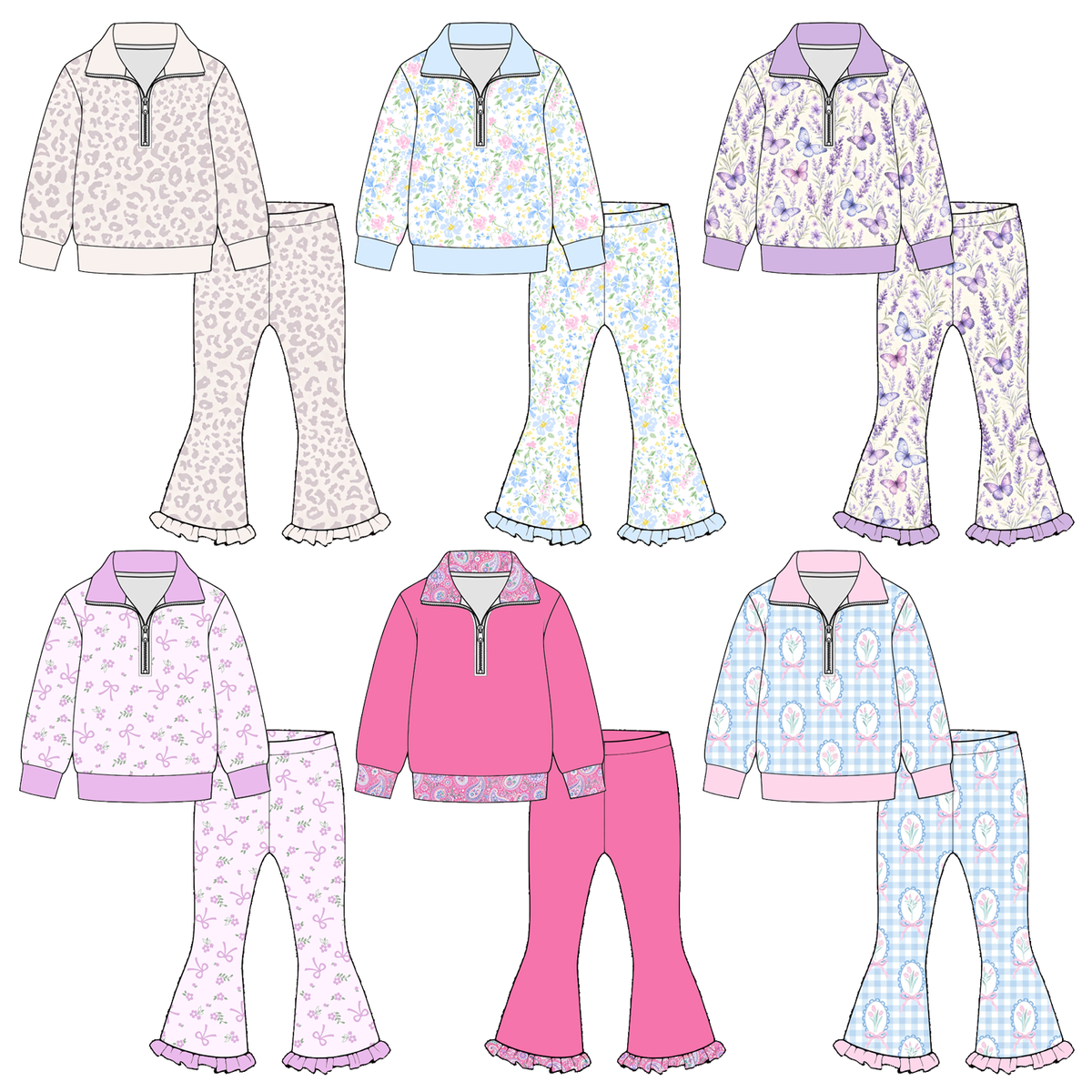 （Weekly Pre-Order）Girls Spring&Summer Print Zipper Outfit Set（Ends 11.8）
