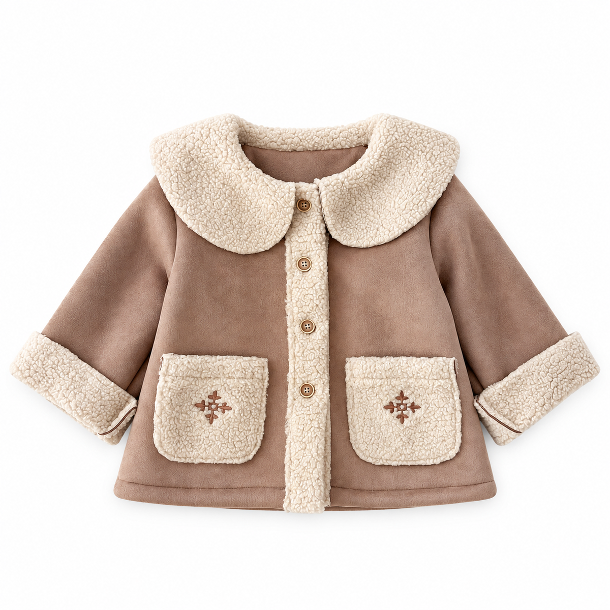 （Pre Order 2 Weeks）Girls Sherpa Collar Faux Suede Jacket