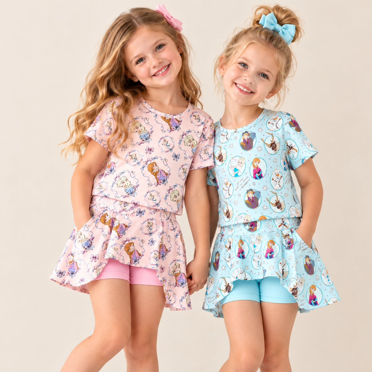 （Pre Order,Prepack Zone）Girls Princess Print Skort Set（Mix Size）