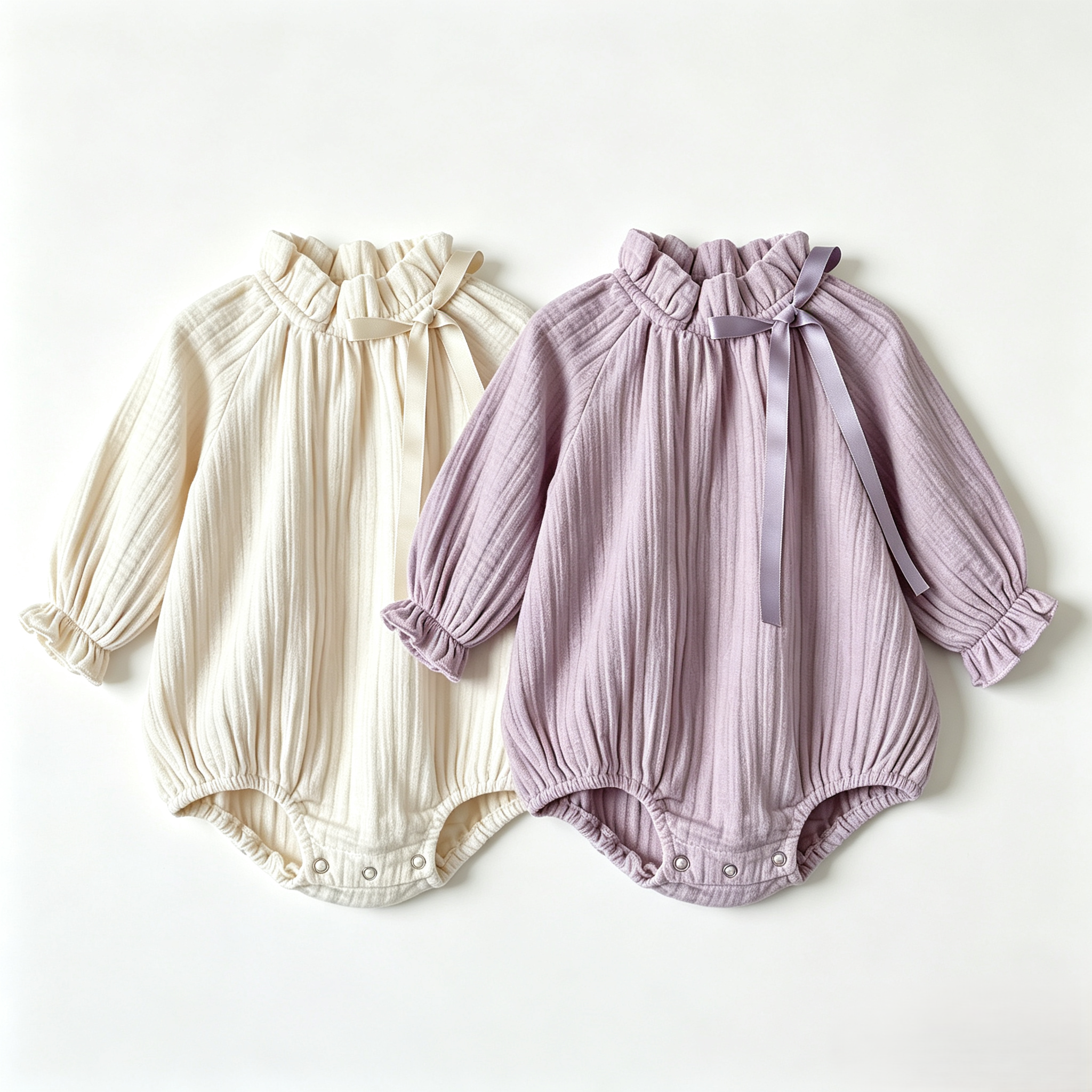 （Pre Order 2 Weeks）Toddler Girls Fall Solid Color Bow Romper