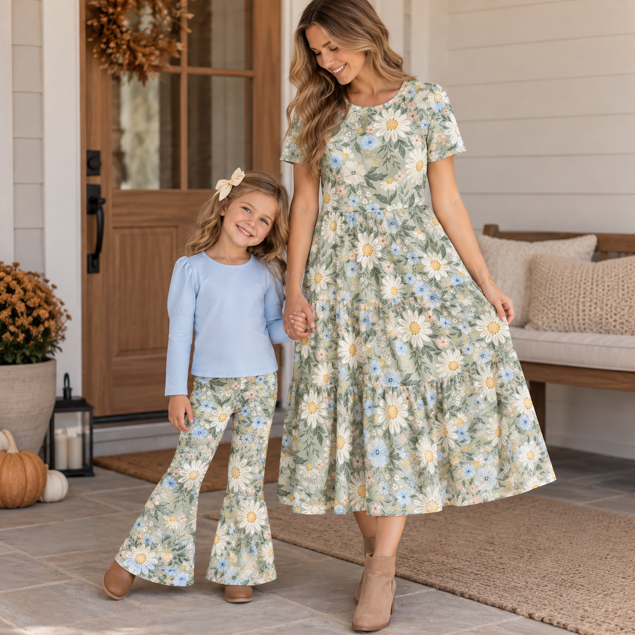（Pre Order）Mommy&Me Fall Floral Print Dress&Set