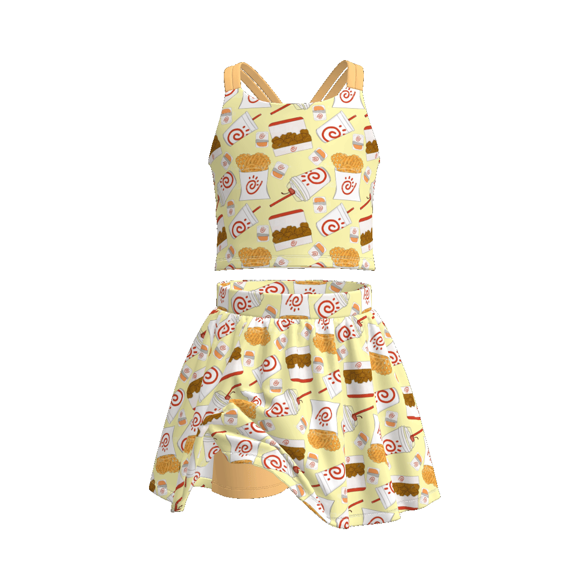 （Pre Order）Girls Spring and Summer Print Skort Set