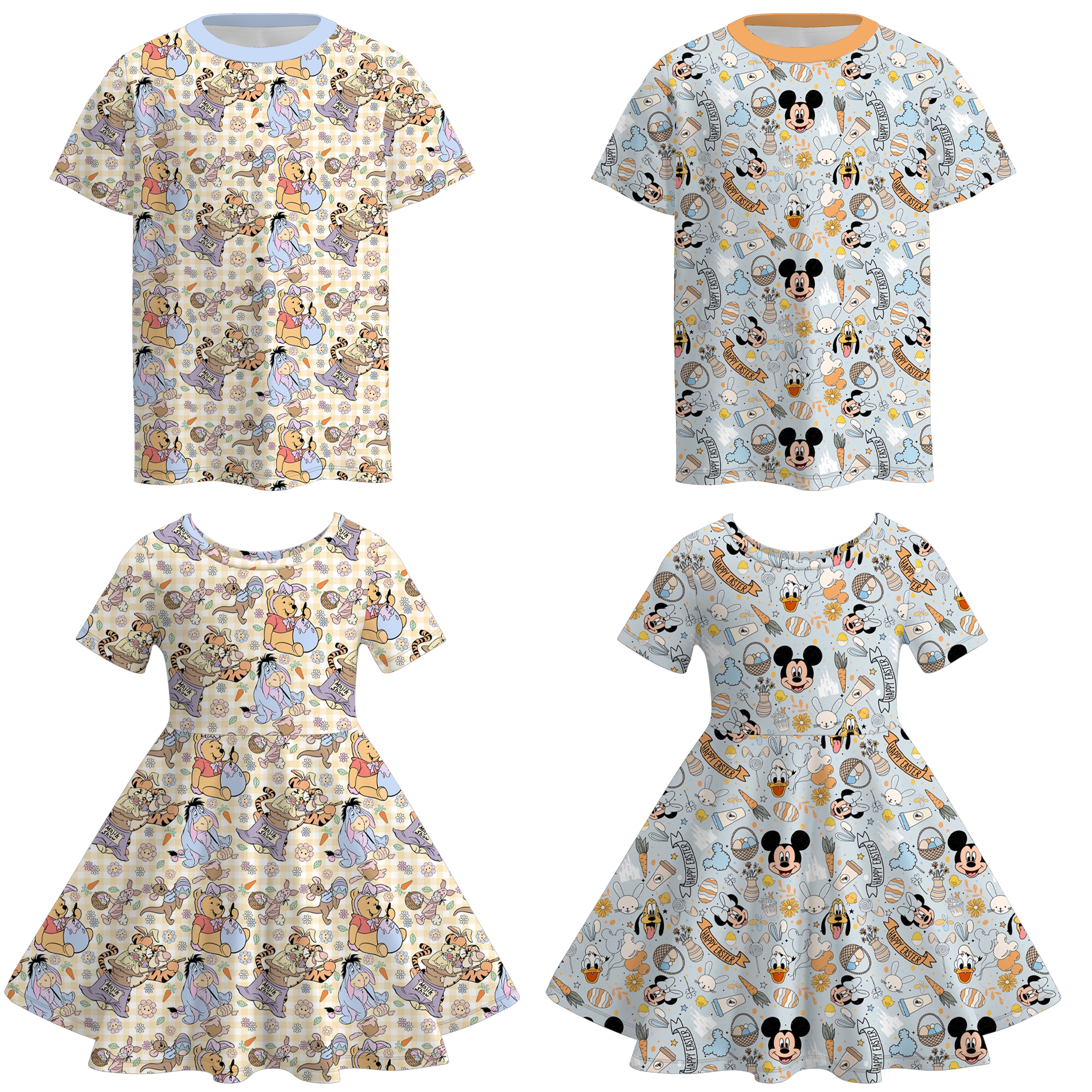 （Pre Order）Siblings Easter Cartoon Print Dress&Top