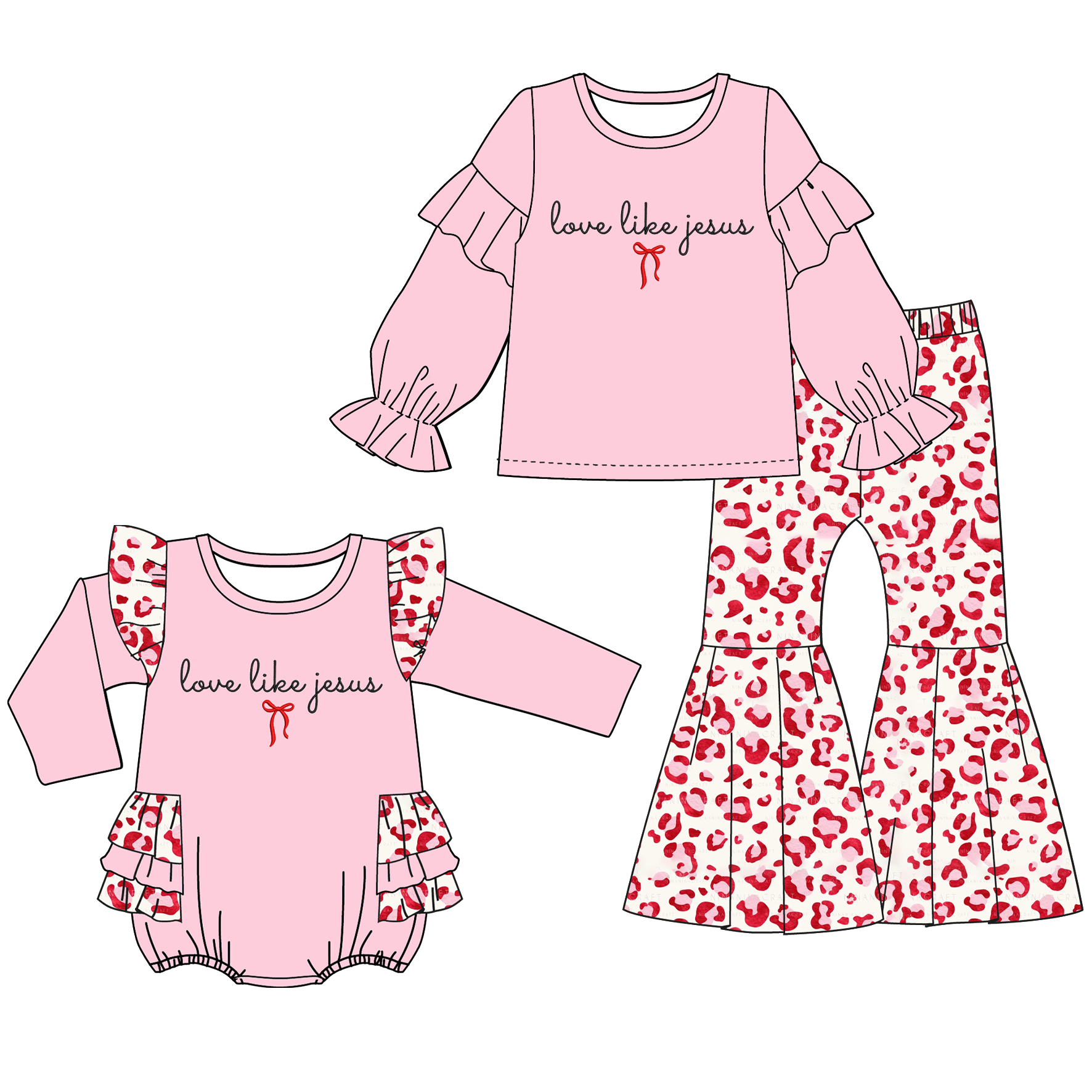 （Pre Order）Sisters Valentine's Day Embroidery Set&Romper