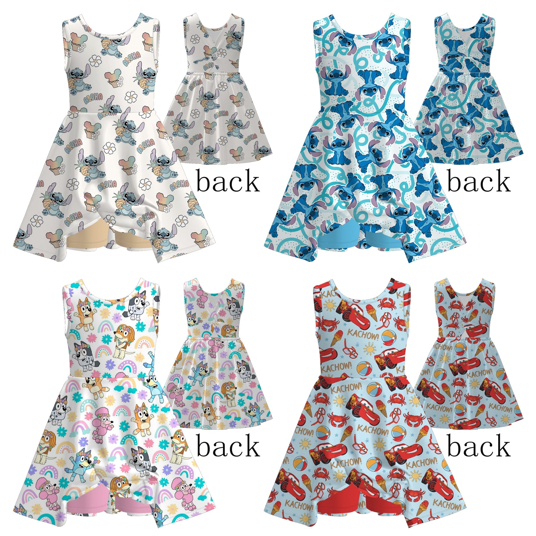 （Pre Order）Girls Spring and Summer Cartoon Print Skort Dress